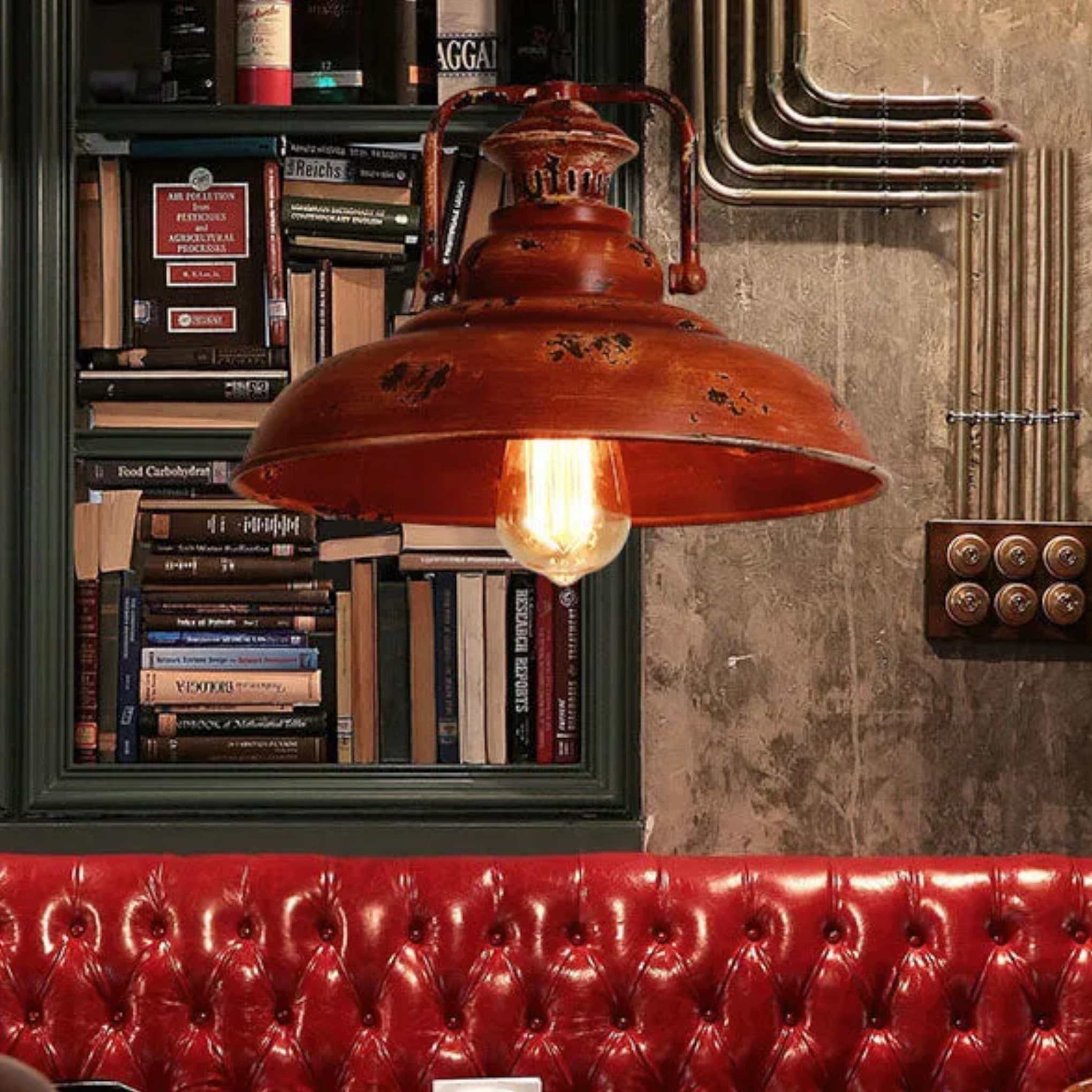Red retro rust pendant lighting — 110V-120V (US/CA)