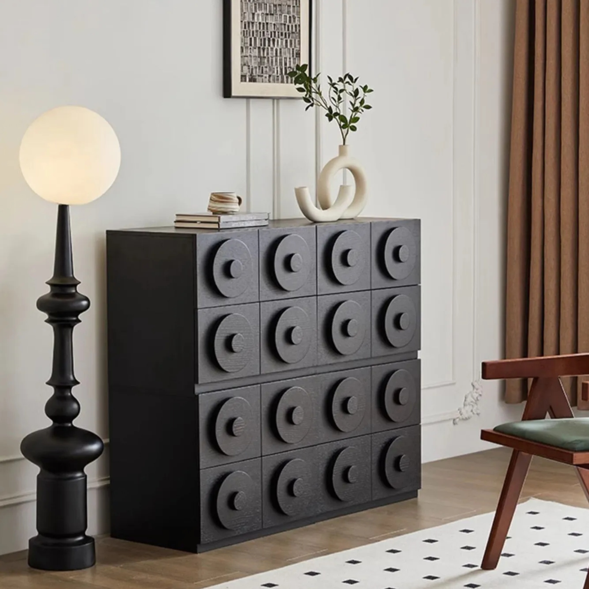Lighom square retro wood nightstands