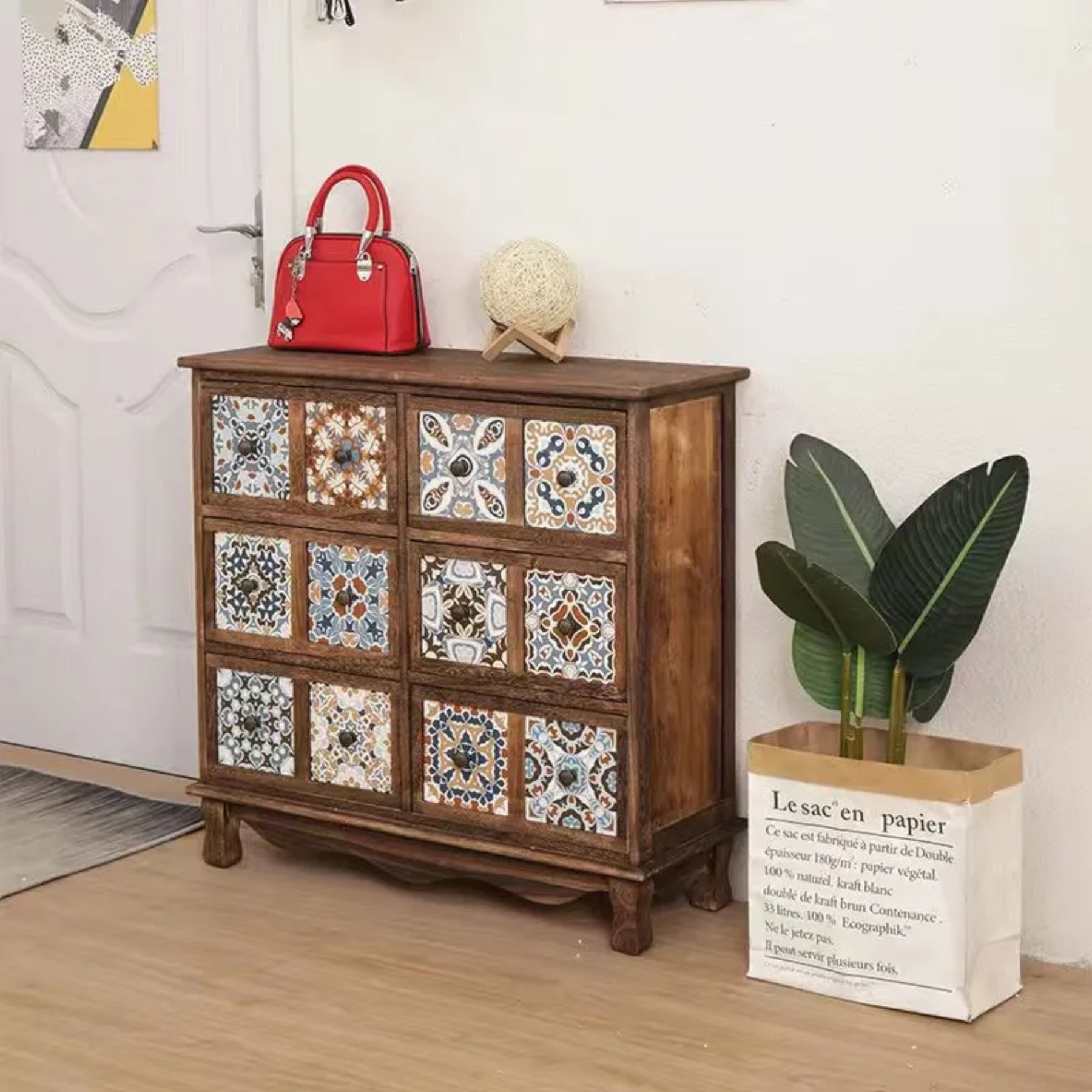 Retro solid square cabinets in wood — 3-Drawer / Style A
