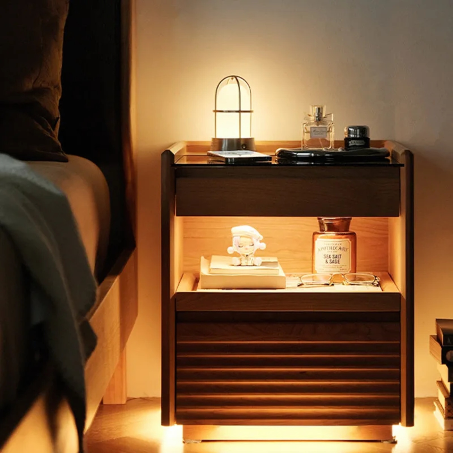 Wood cube retro nightstands