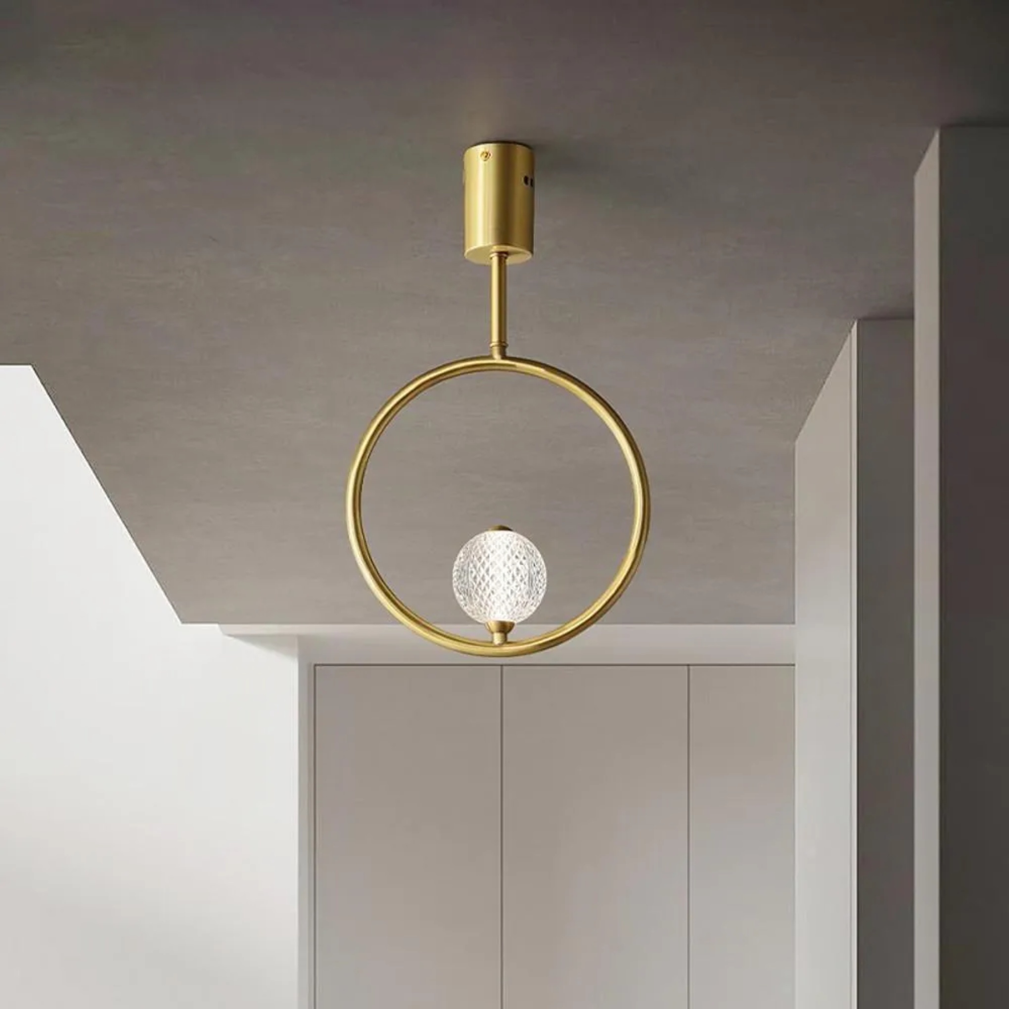 Lighom ring globe brass flush mount lighting for entryway — Set of 1