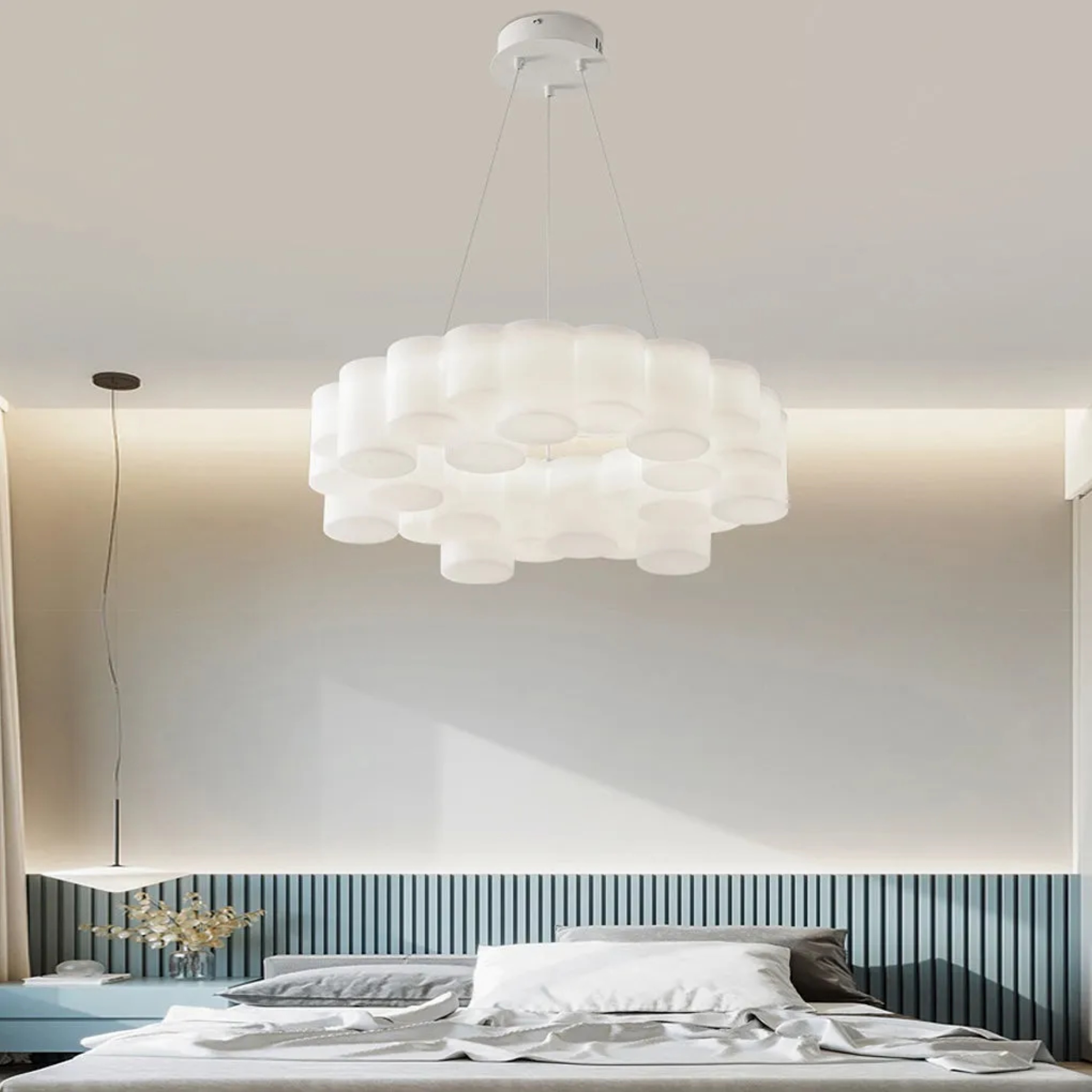 White modern ring 3-step chandeliers — Flush Mount Light