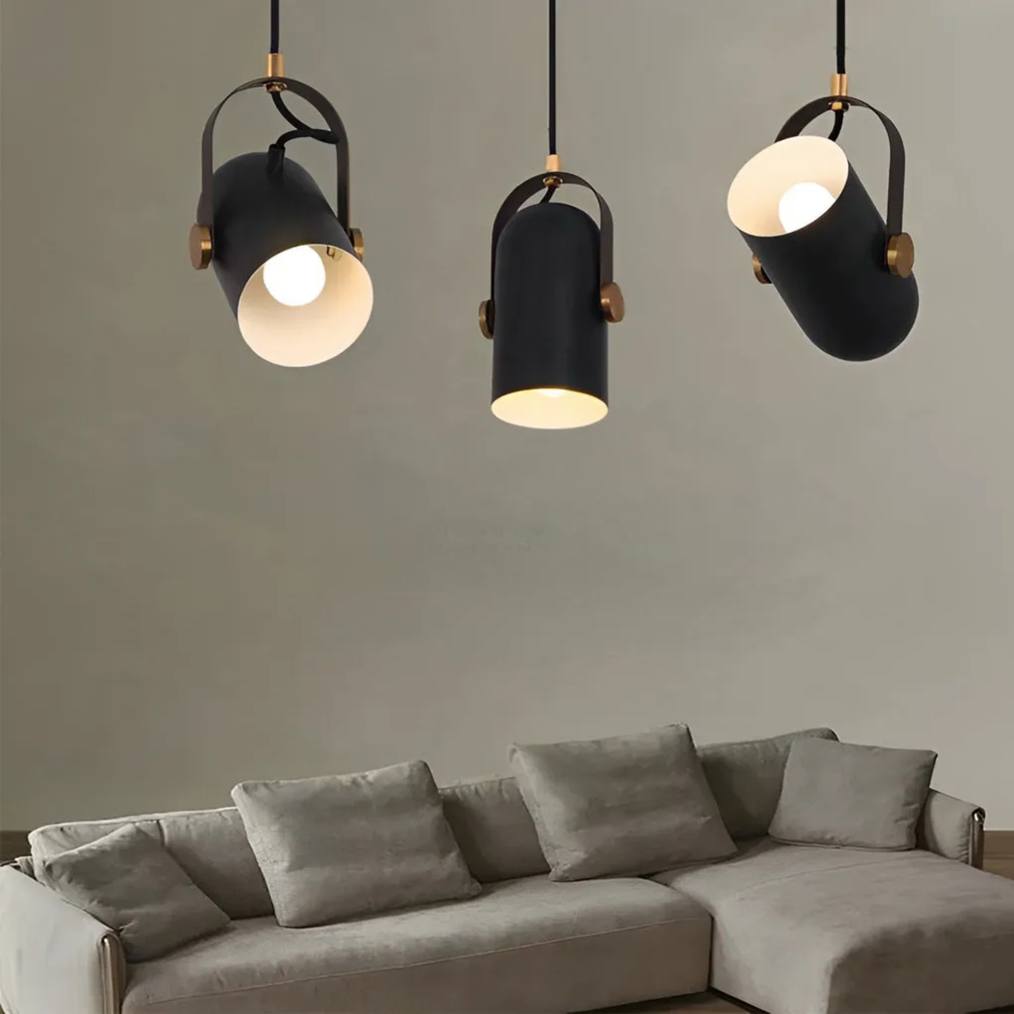 Black metal aluminum rotatable pendant lighting - modern