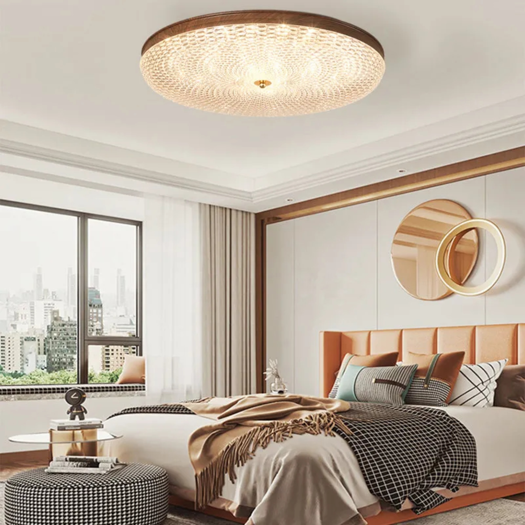 Lighom retro round acrylic flush mount lighting for bedroom or dining room — Variant A
