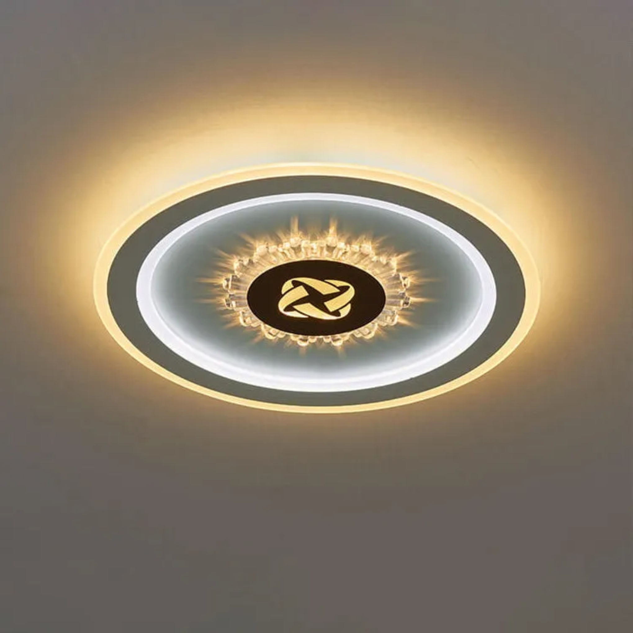 Black modern round flush mount lighting — Ring / 3-Color Changeable / 110V-120V (US/CA