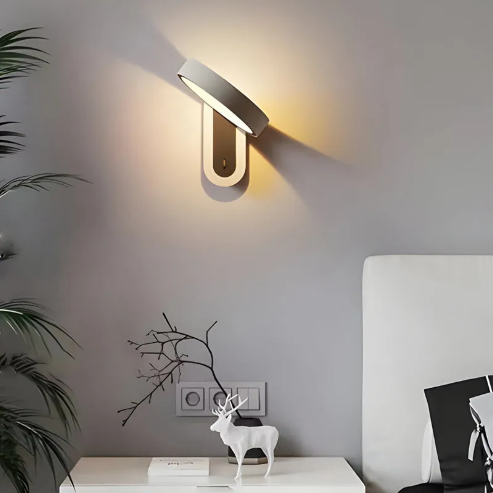 White modern round wall sconces