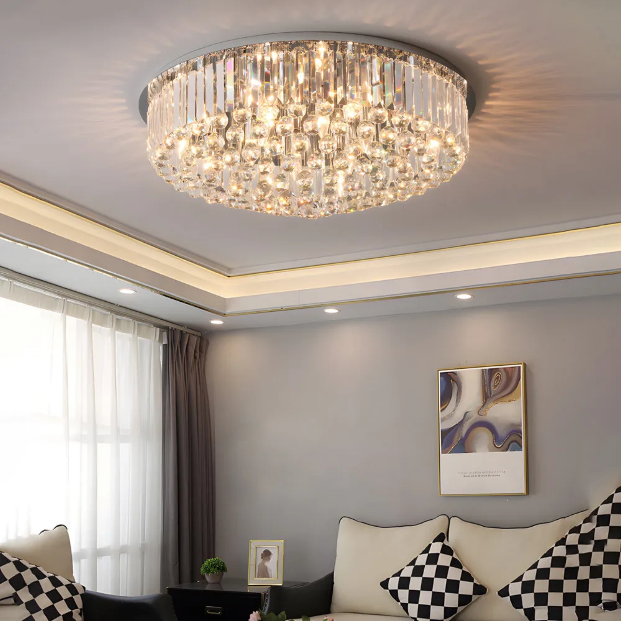 Modern round white flush mount lighting, Lighom