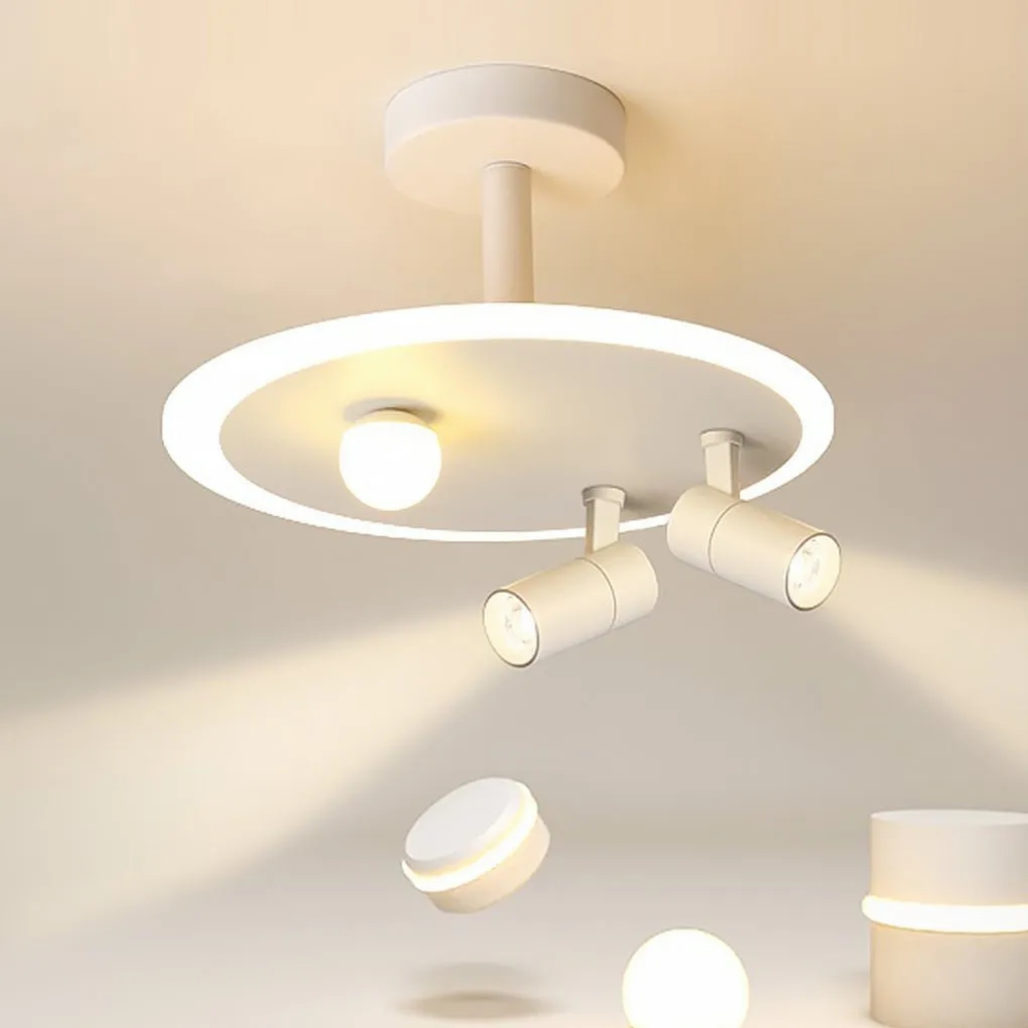 Round bulb synthetic flush mount lighting — Cool White (6000K)