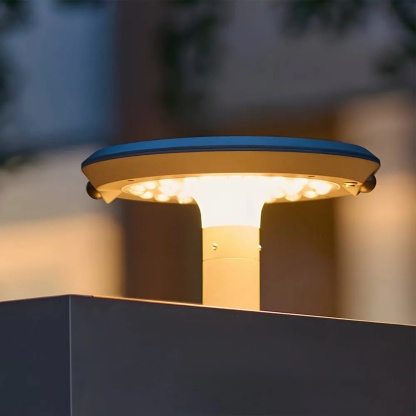 Gray synthetic dual round outdoor post lights - modern — Cool White (6000K)