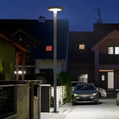 Round dual gray street lighting, Lighom — 27.6" H x 12.2" Dia / Cool White (6000K)
