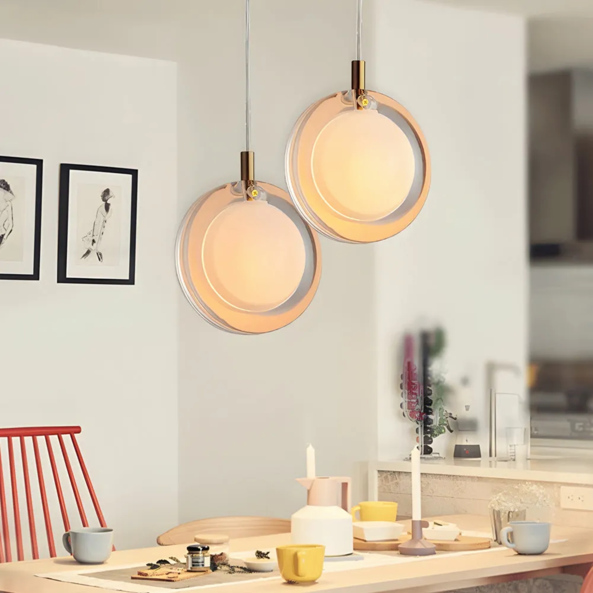 Postmodern round white pendant lighting