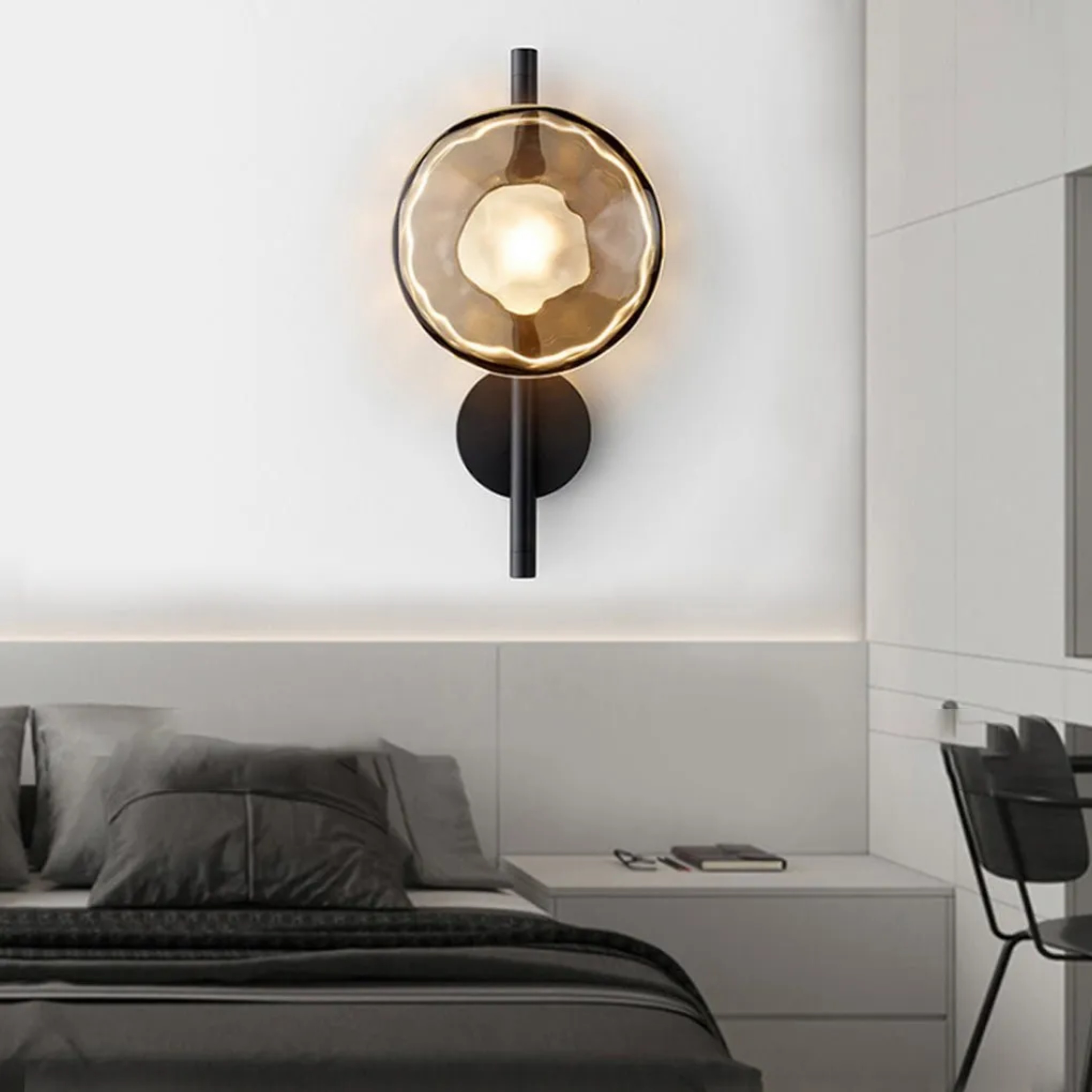 Industrial shell round wall sconces in glass — No Pole / Transparent