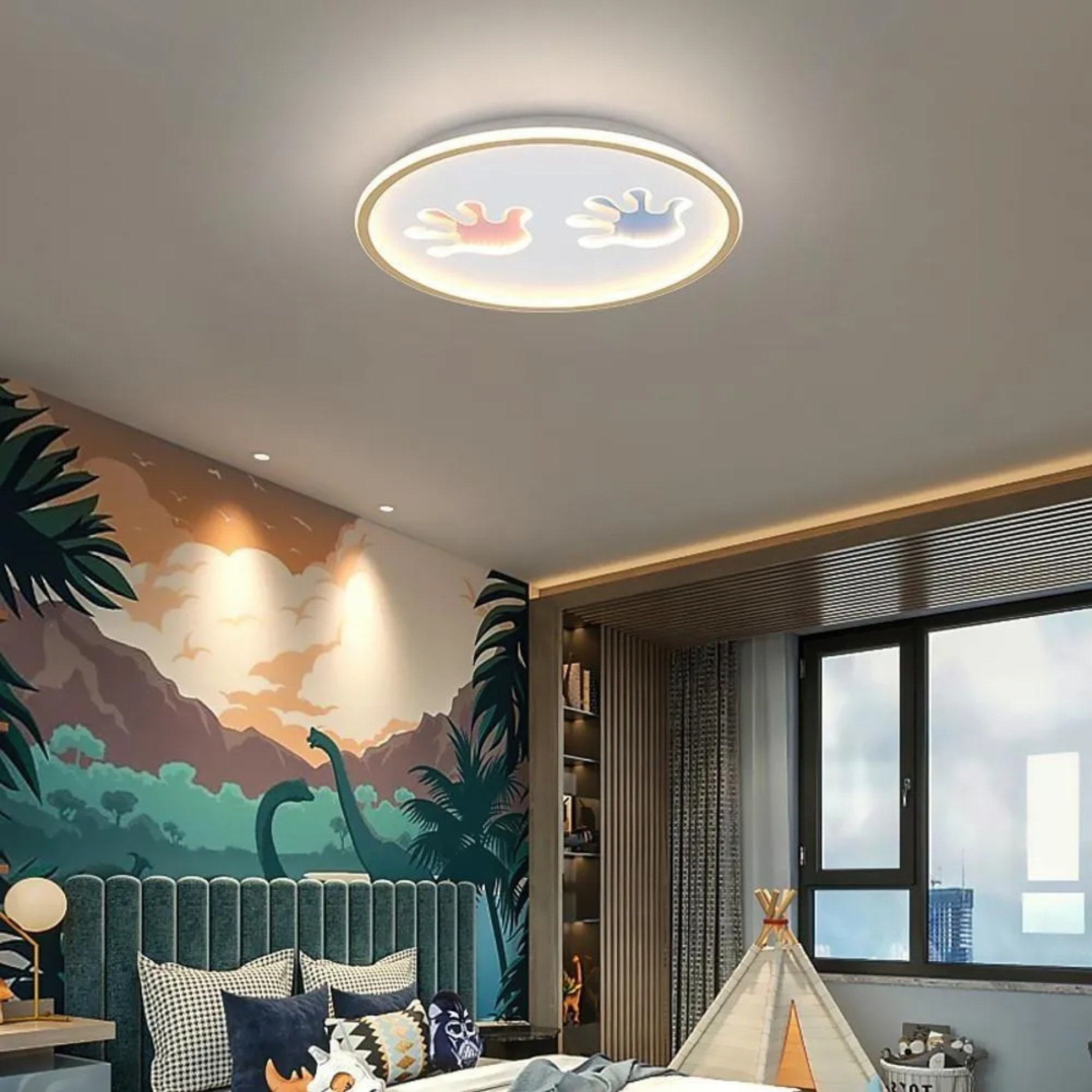 Lighom nordic image round synthetic flush mount lighting — Warm White (3000K)