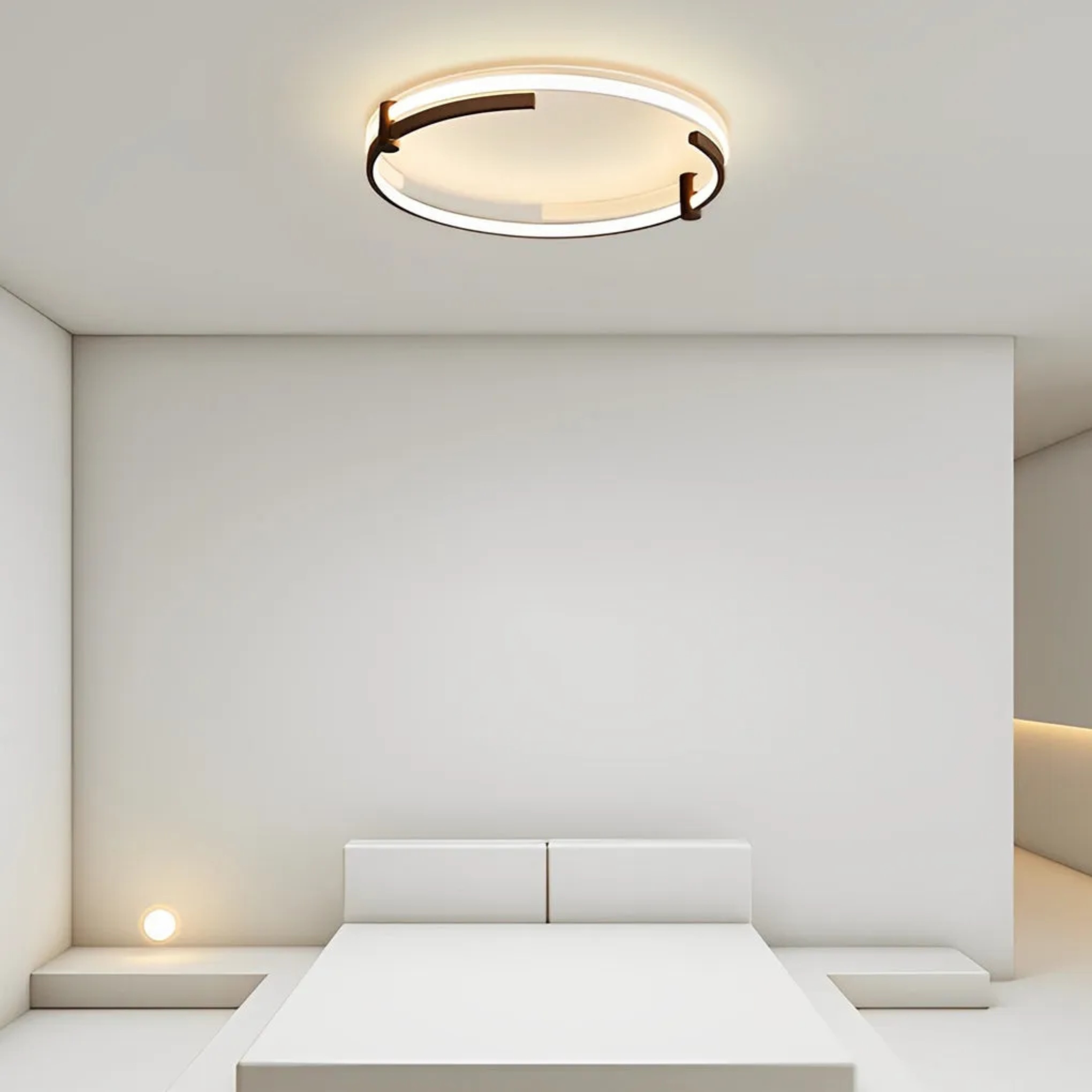 Modern round synthetic flush mount lighting — Cool White (6000K) / Matte Black