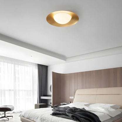 Bronze modern cop round flush mount lighting — 13.8" Diameter / Copper