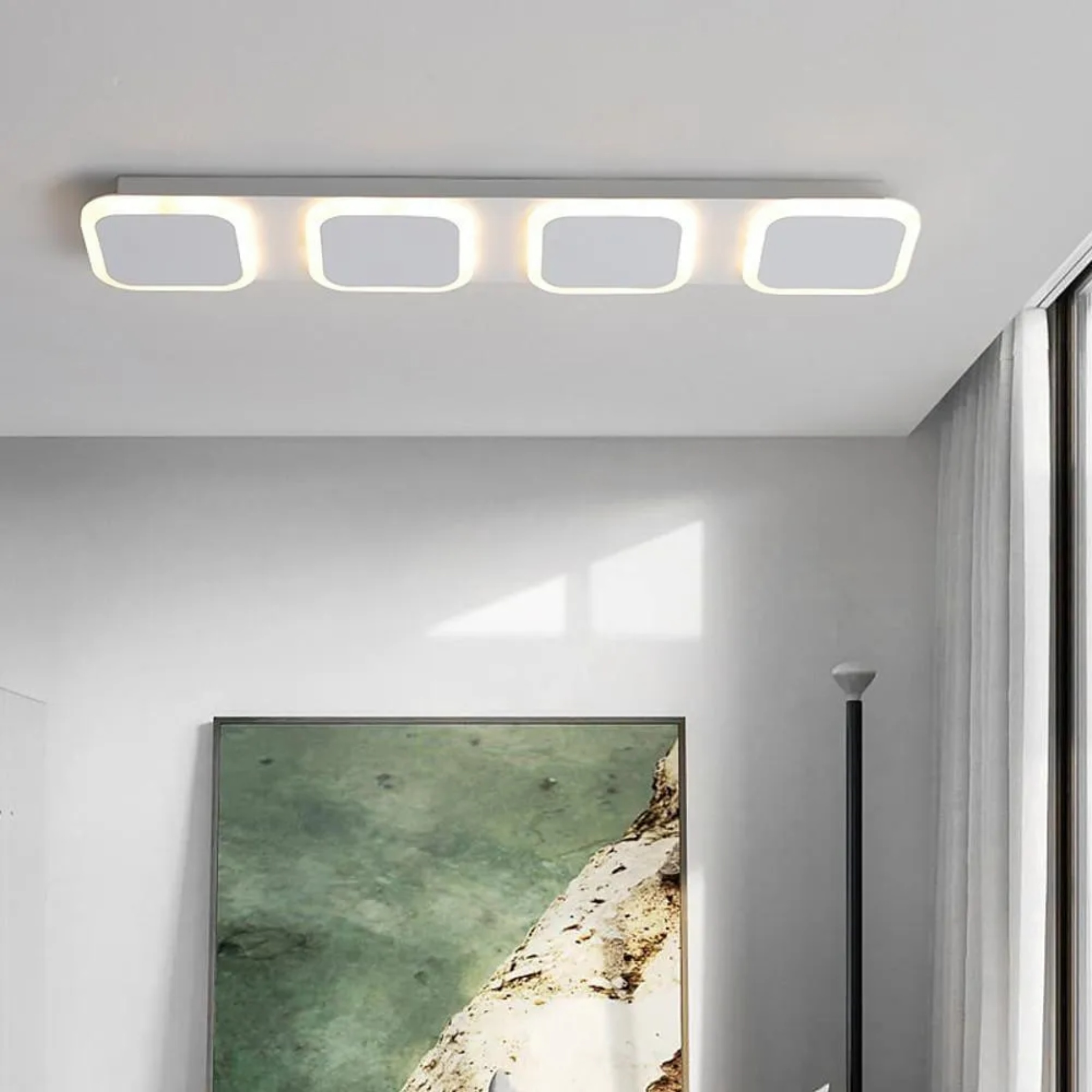 Modern round wood flush mount lighting in synthetic — Warm White (3000K) / 3-Light