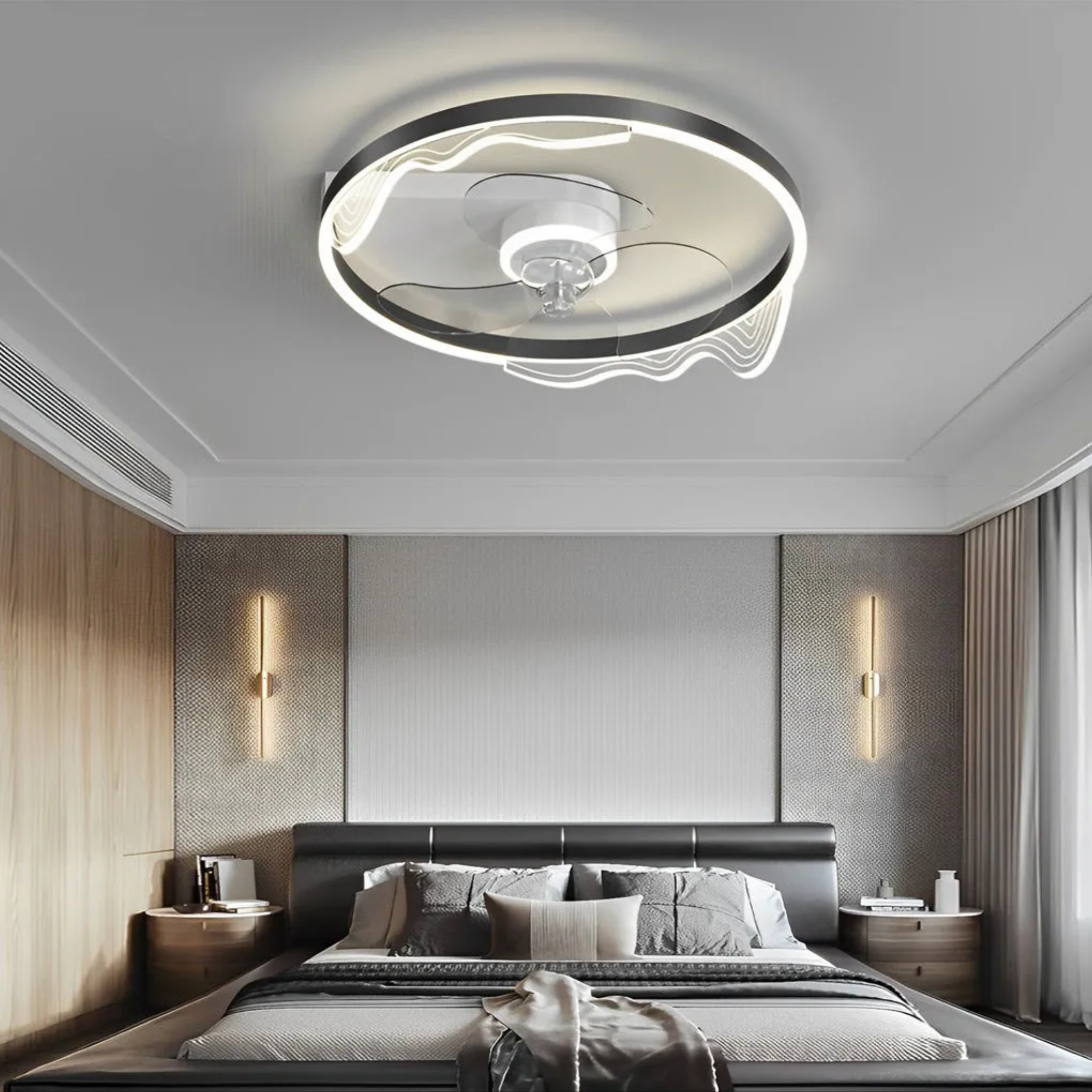 Modern decor home black ceiling fans — Wave / Matte Black