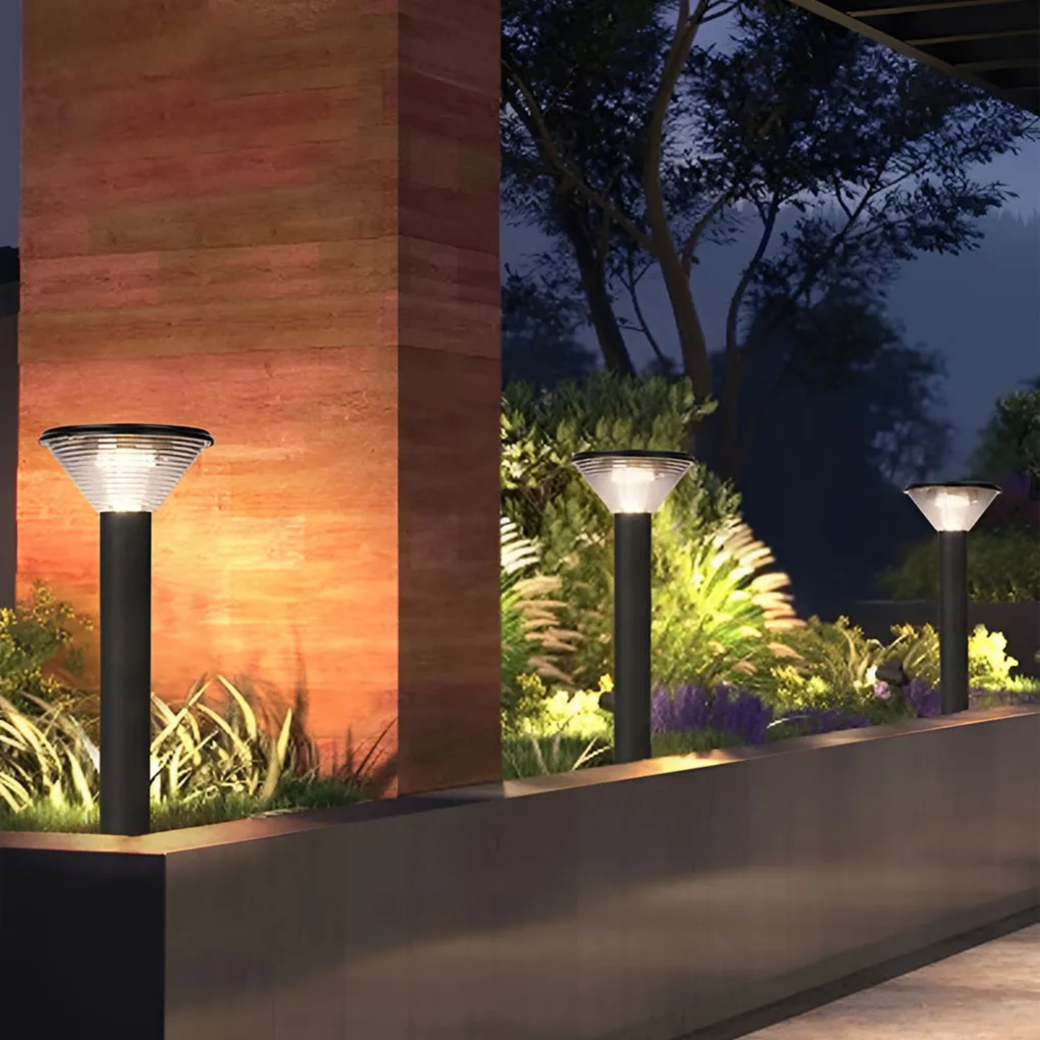 Industrial light-control round black landscape lighting, Lighom — 24"