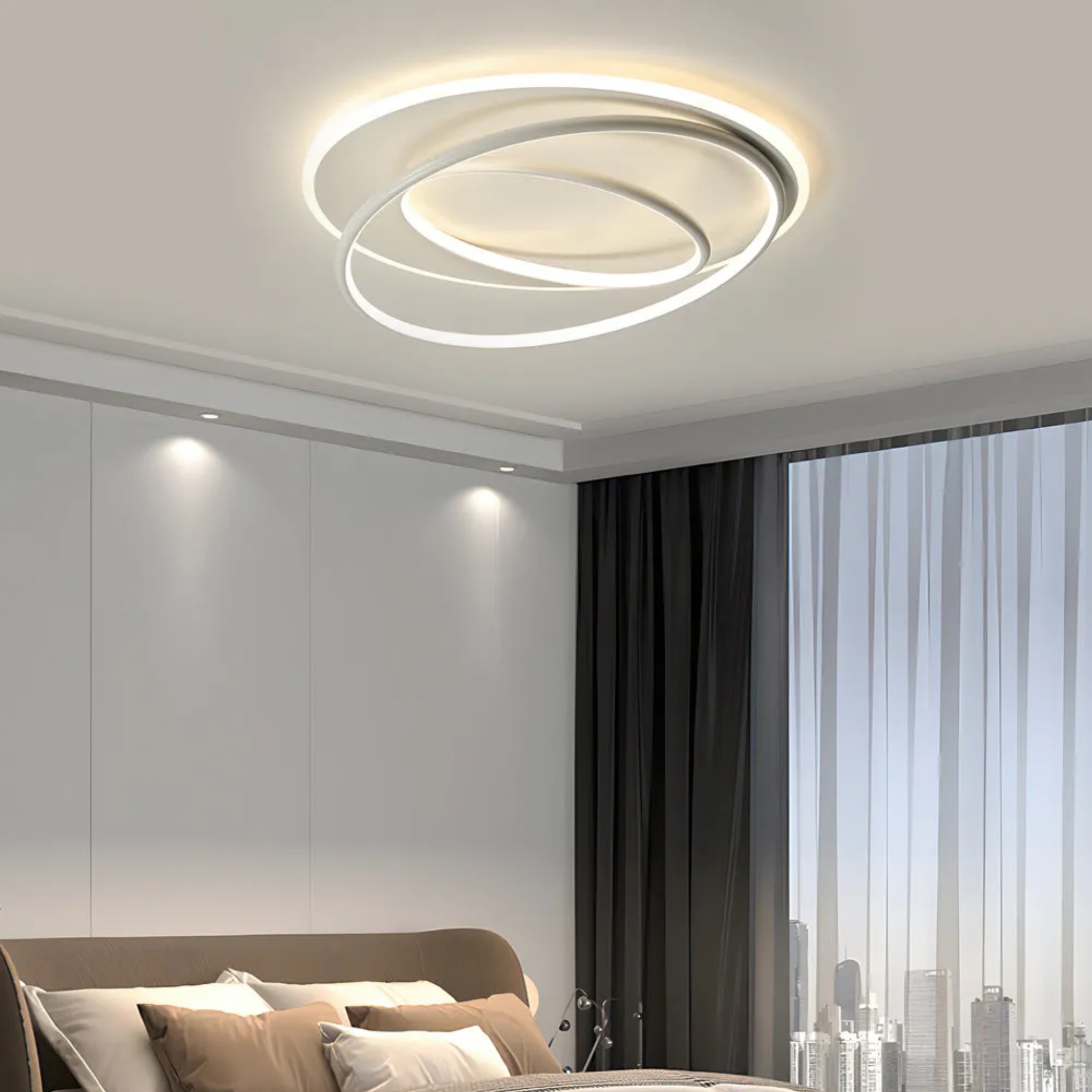 Modern round ring black flush mount lighting, Lighom — 15.7" / Cool White (6000K) / White