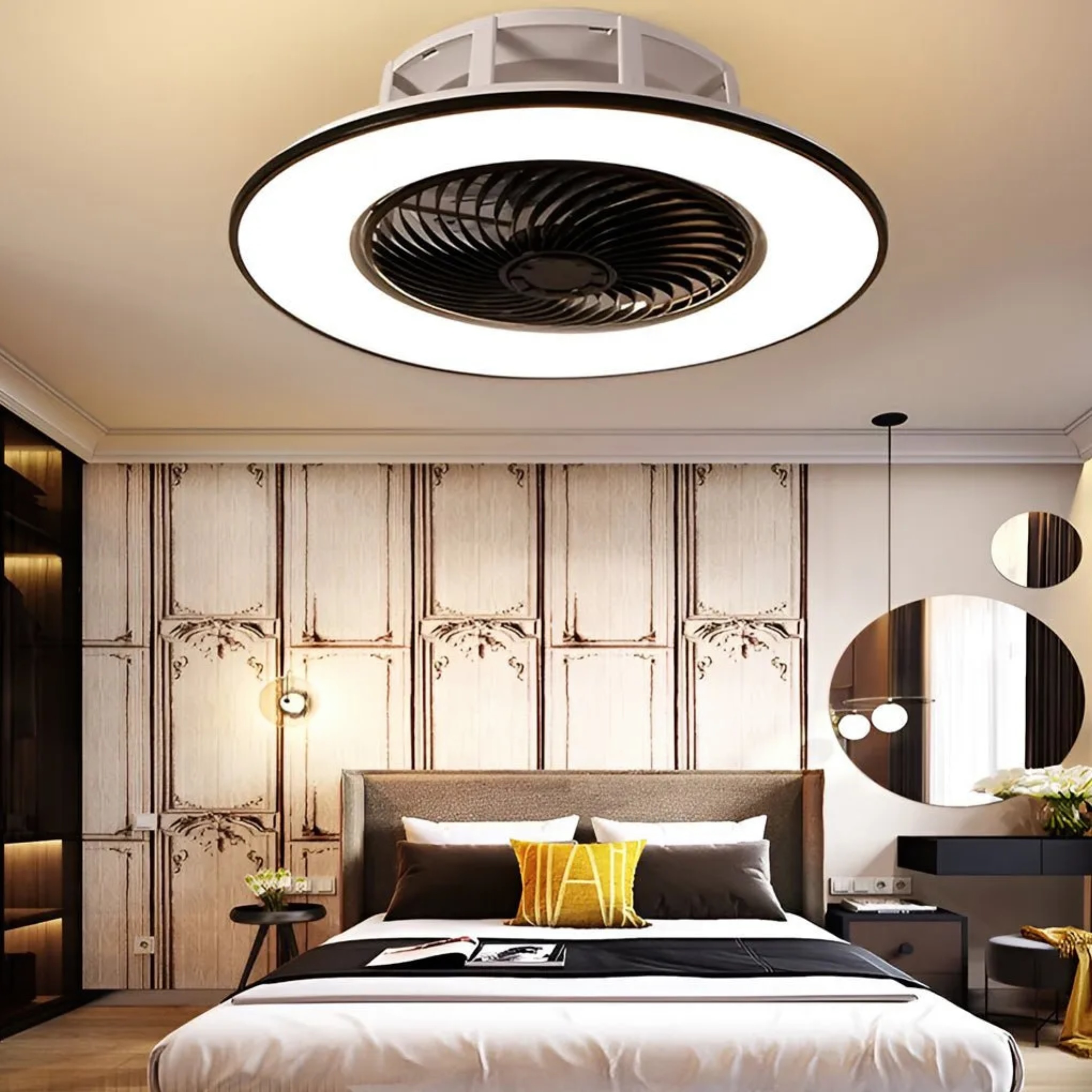 Lighom modern bladeless stepless black ceiling fans