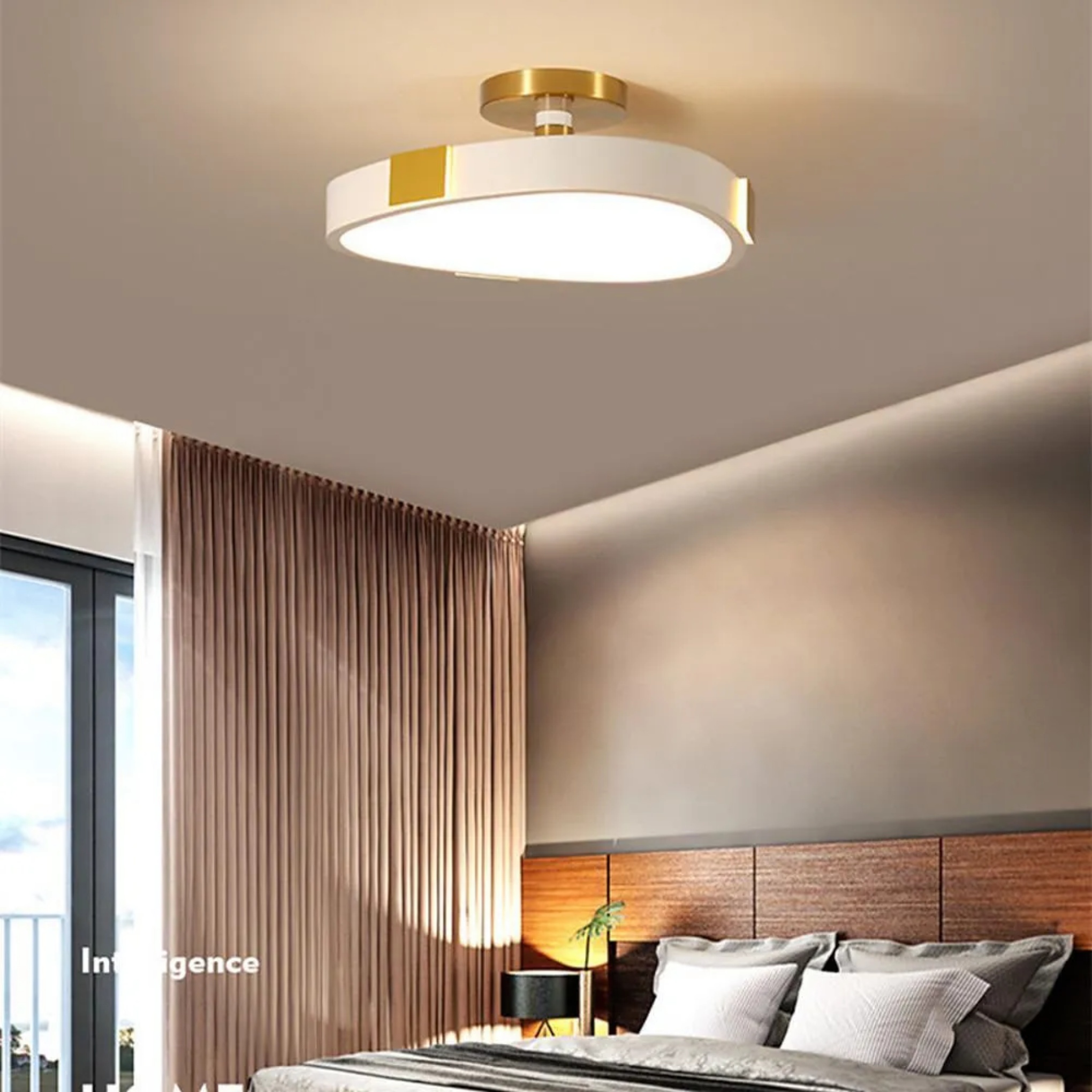 Lighom rounded abstract black flush mount lighting — Warm White (3000K) / White