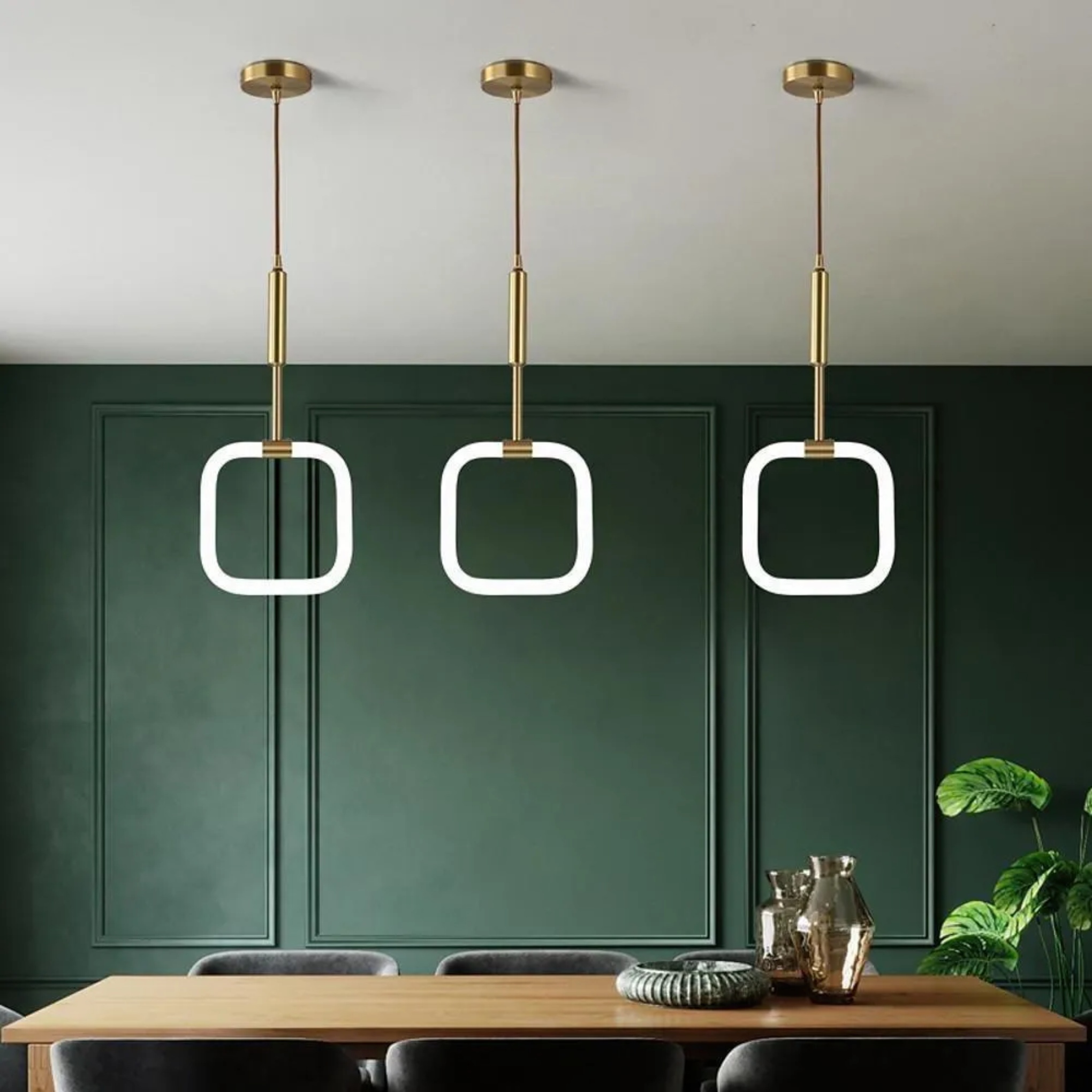 Brass geometric rounded pendant lighting — Set of 1