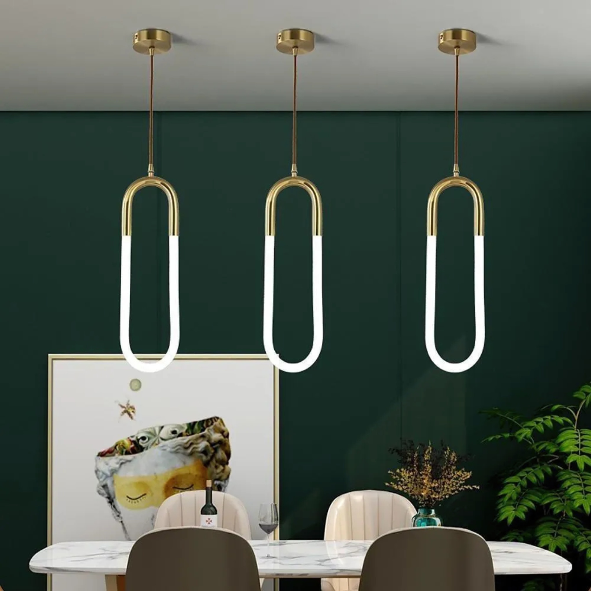Lighom industrial island rectangle brass pendant lighting — Set of 1