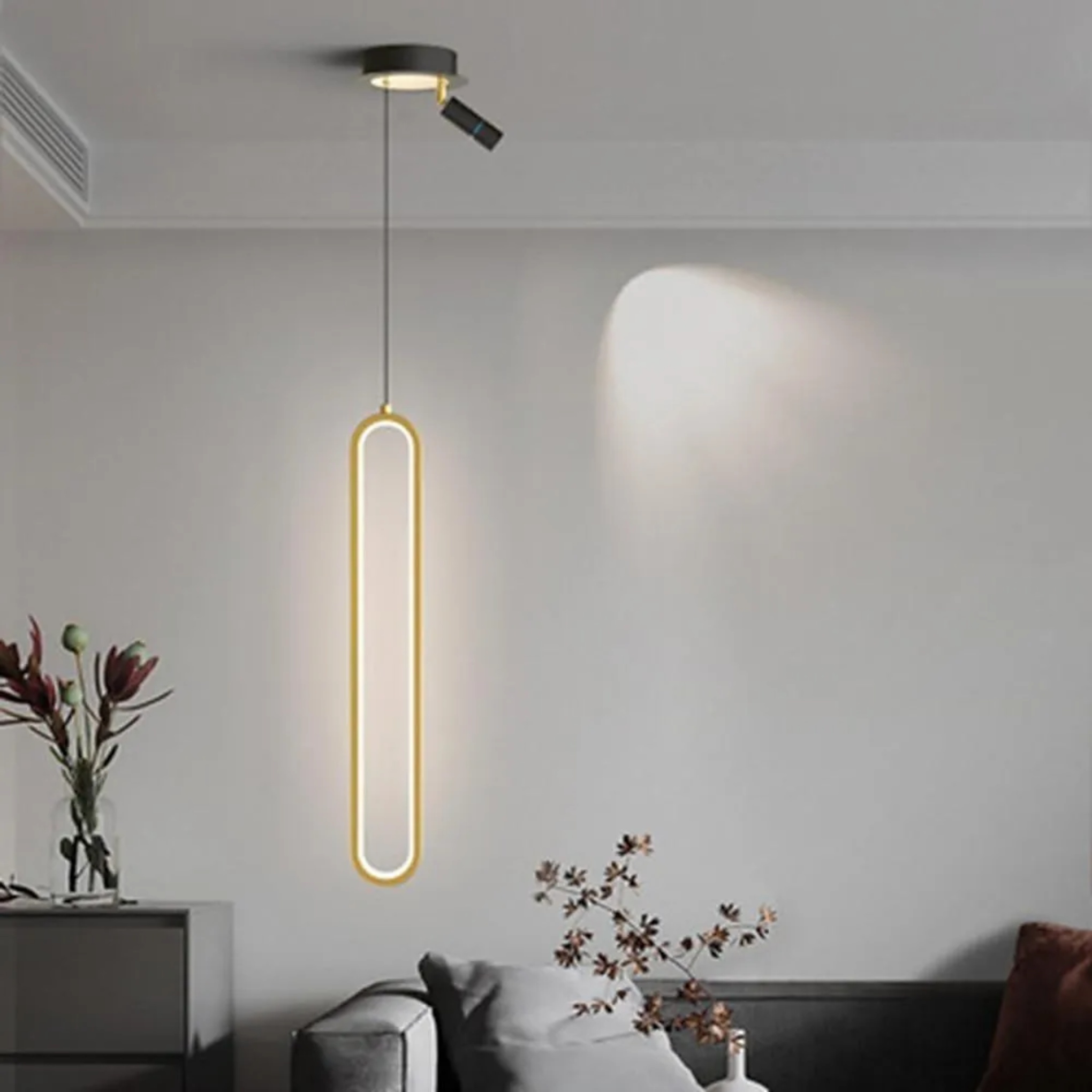 Modern rectangular island pendant lighting in synthetic — 16" / Warm White (3000K) / Matte Black