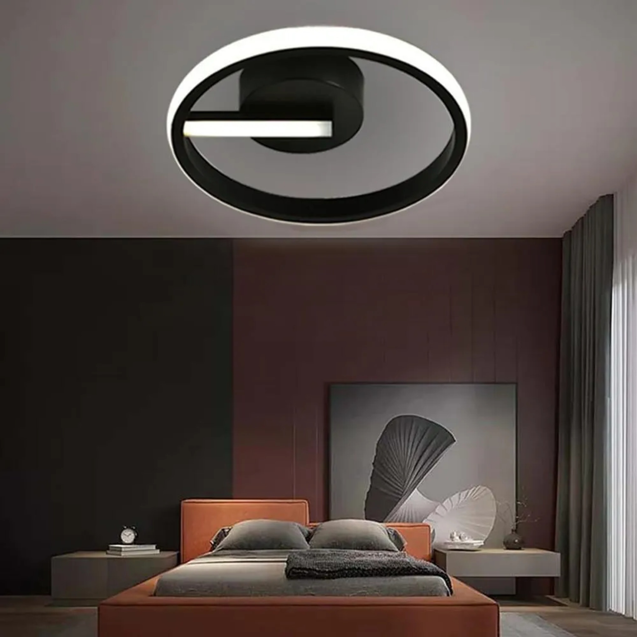 Lighom rounded triangle black semi-flush mount light — Warm White (3000K) / White