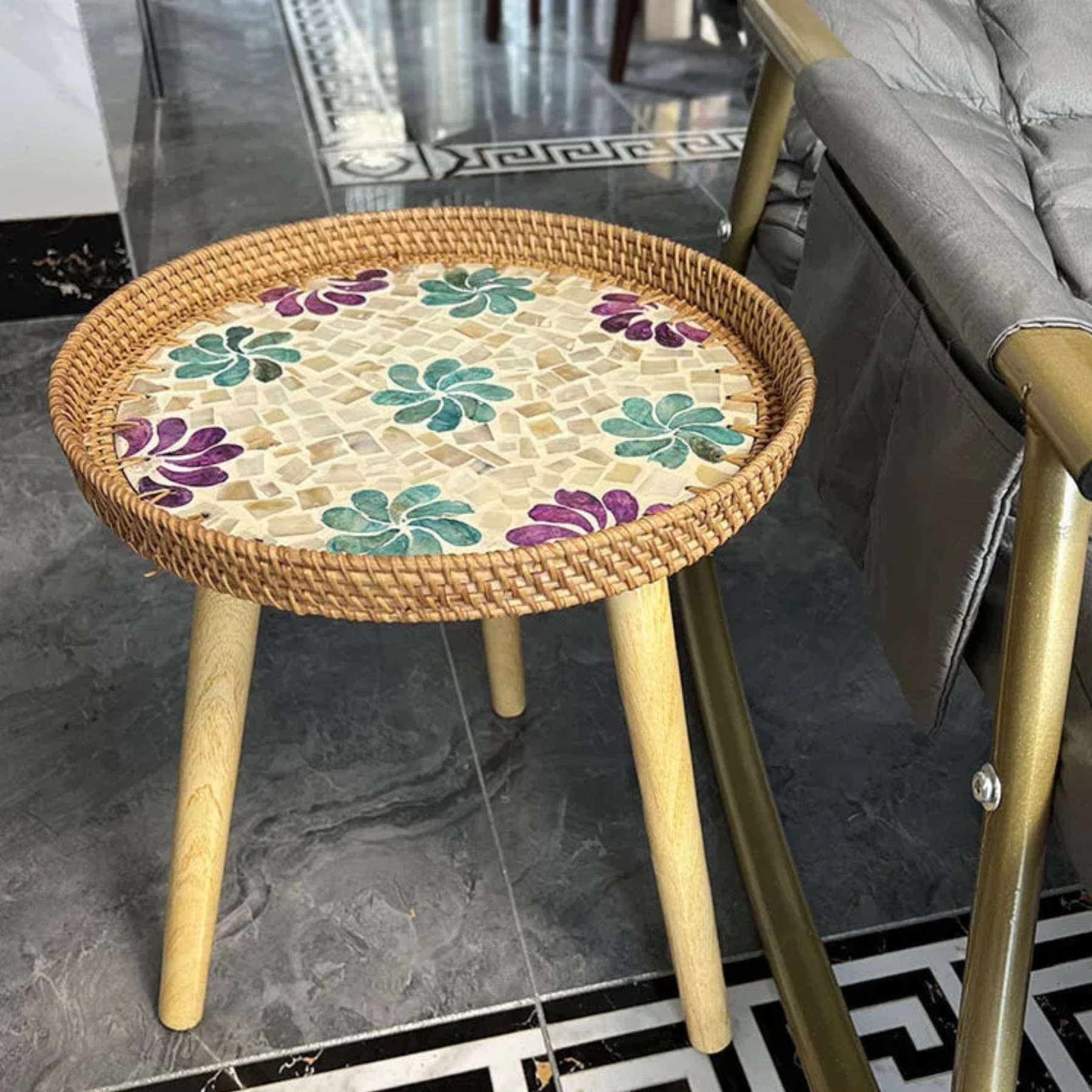 Wood traditional handmade rust end & side tables — Variant A