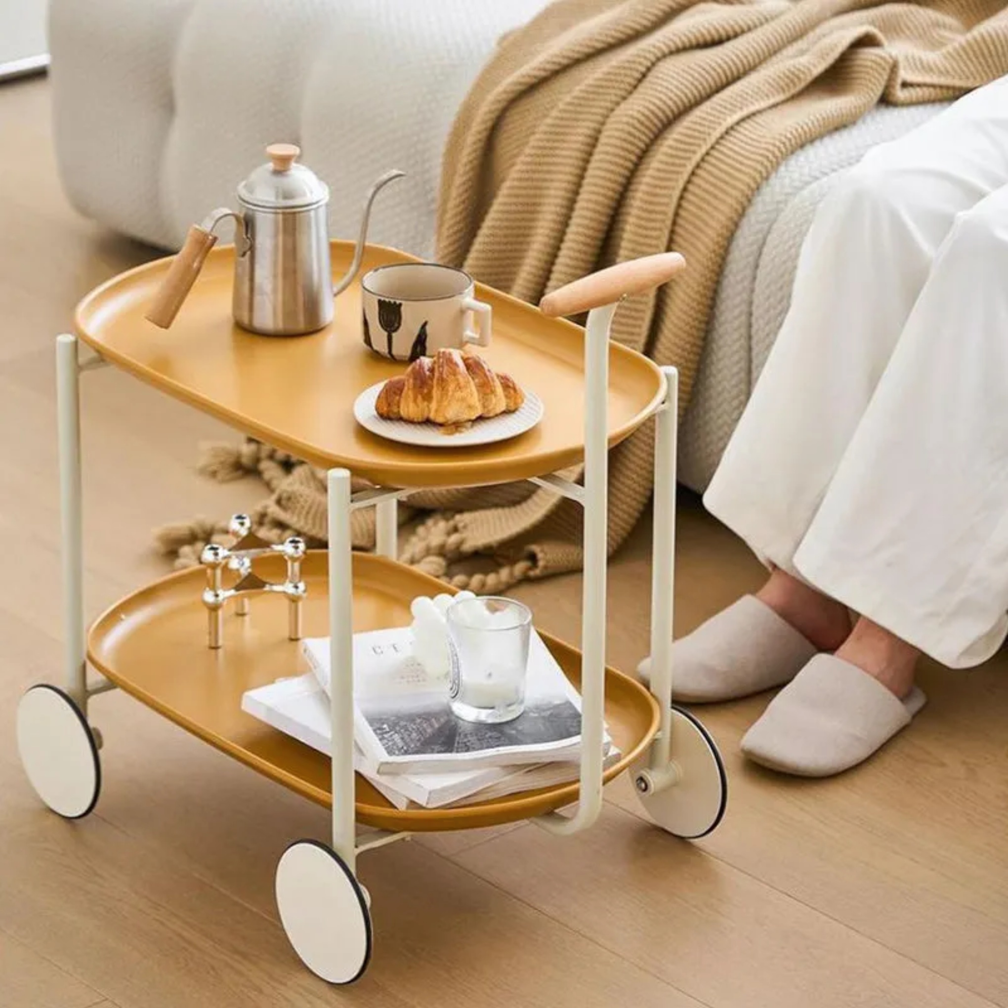 White acrylic end 2-tier end & side tables - nordic