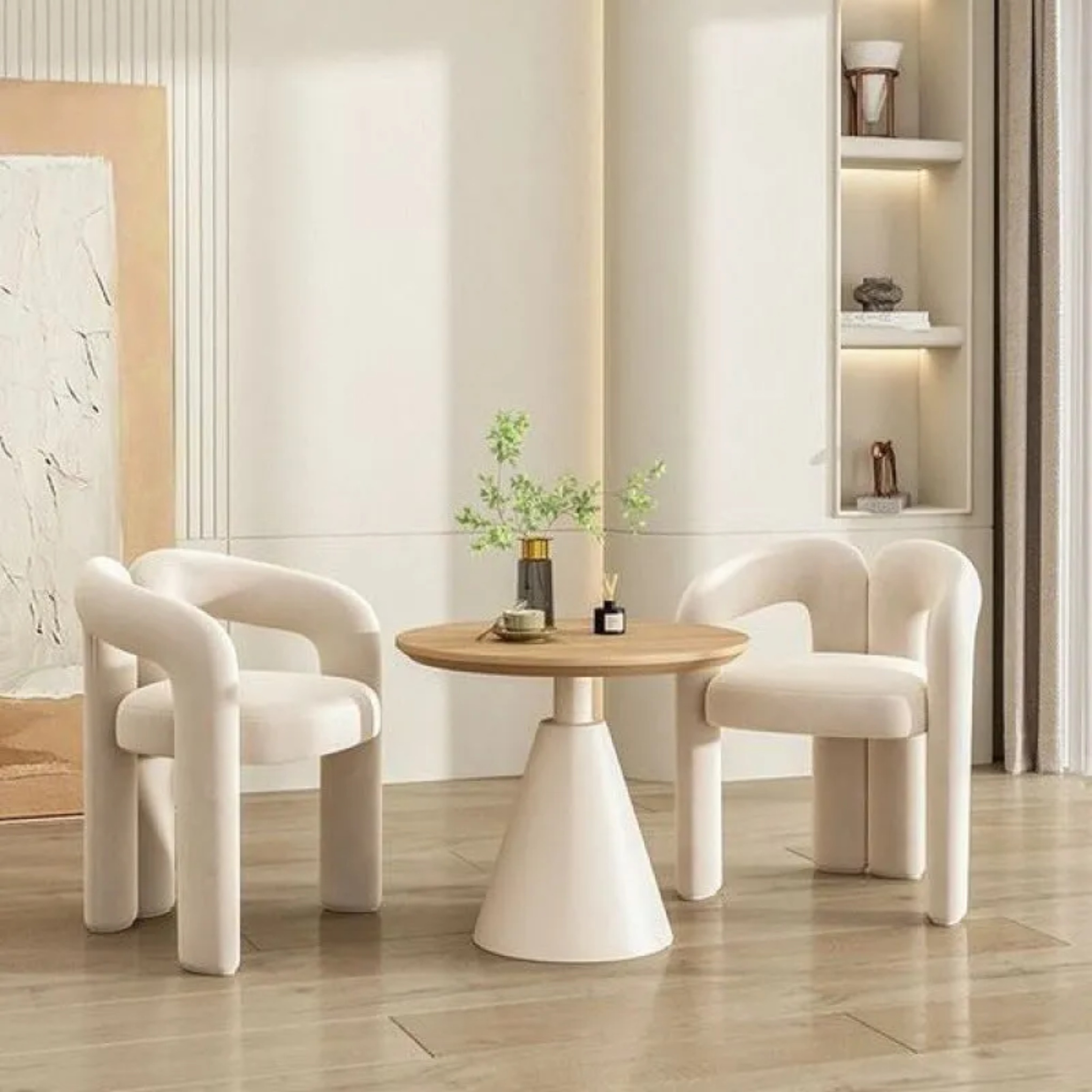 Nordic cone wood side tables — 24" H x 20" Dia / White