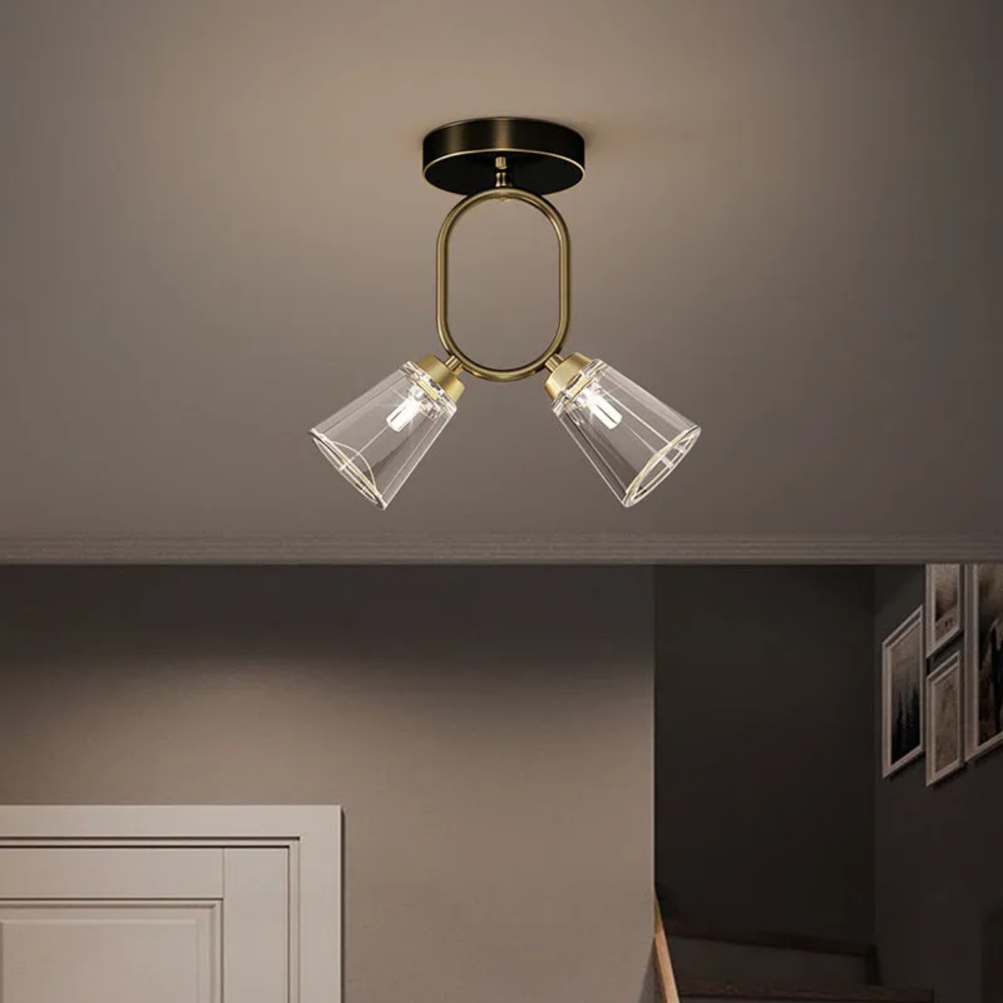 Lighom nordic 2-light dome black semi-flush mount light — Matte Black / 110V-120V (US/CA)