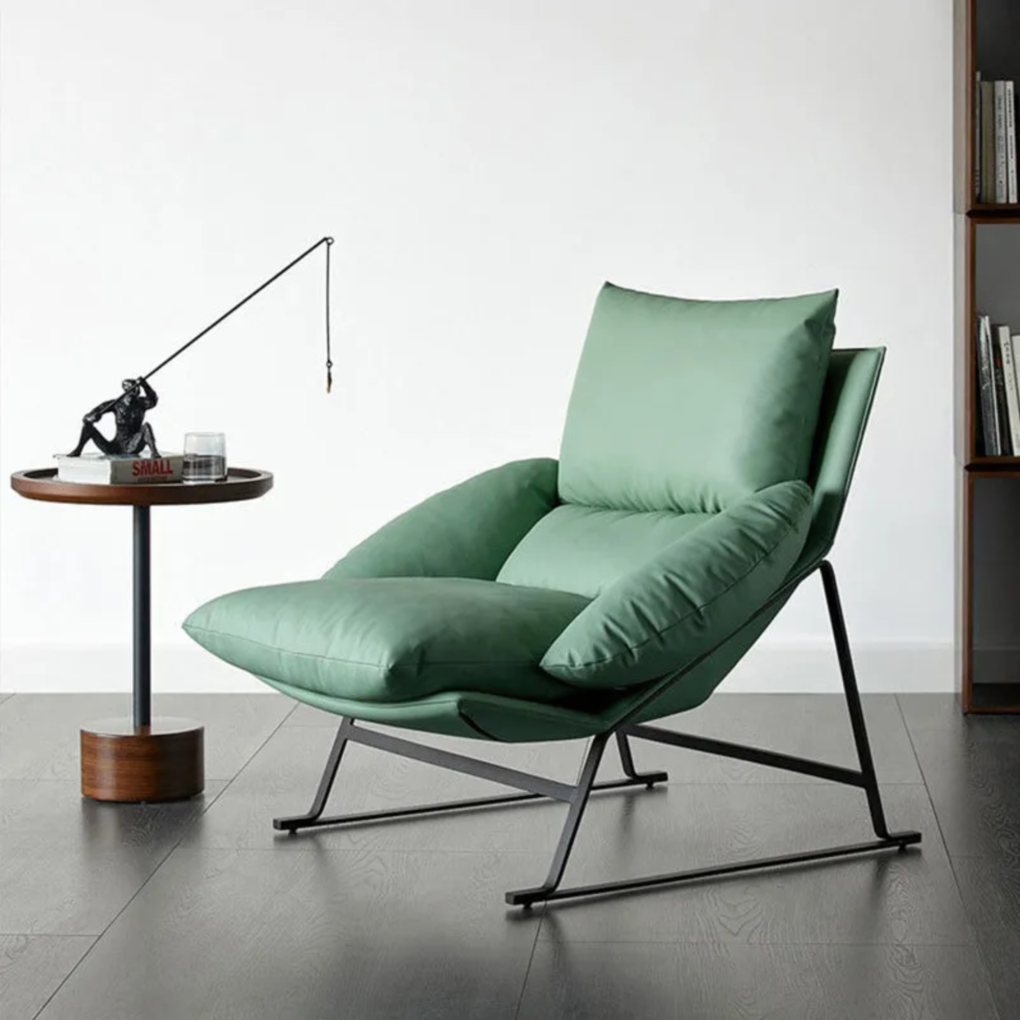 Nordic carbon down steel fabric accent chairs