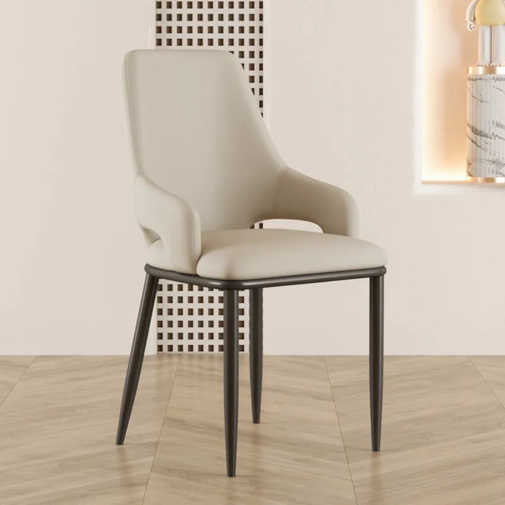 Gray leather carbon curved accent chairs - nordic — Dark Gray