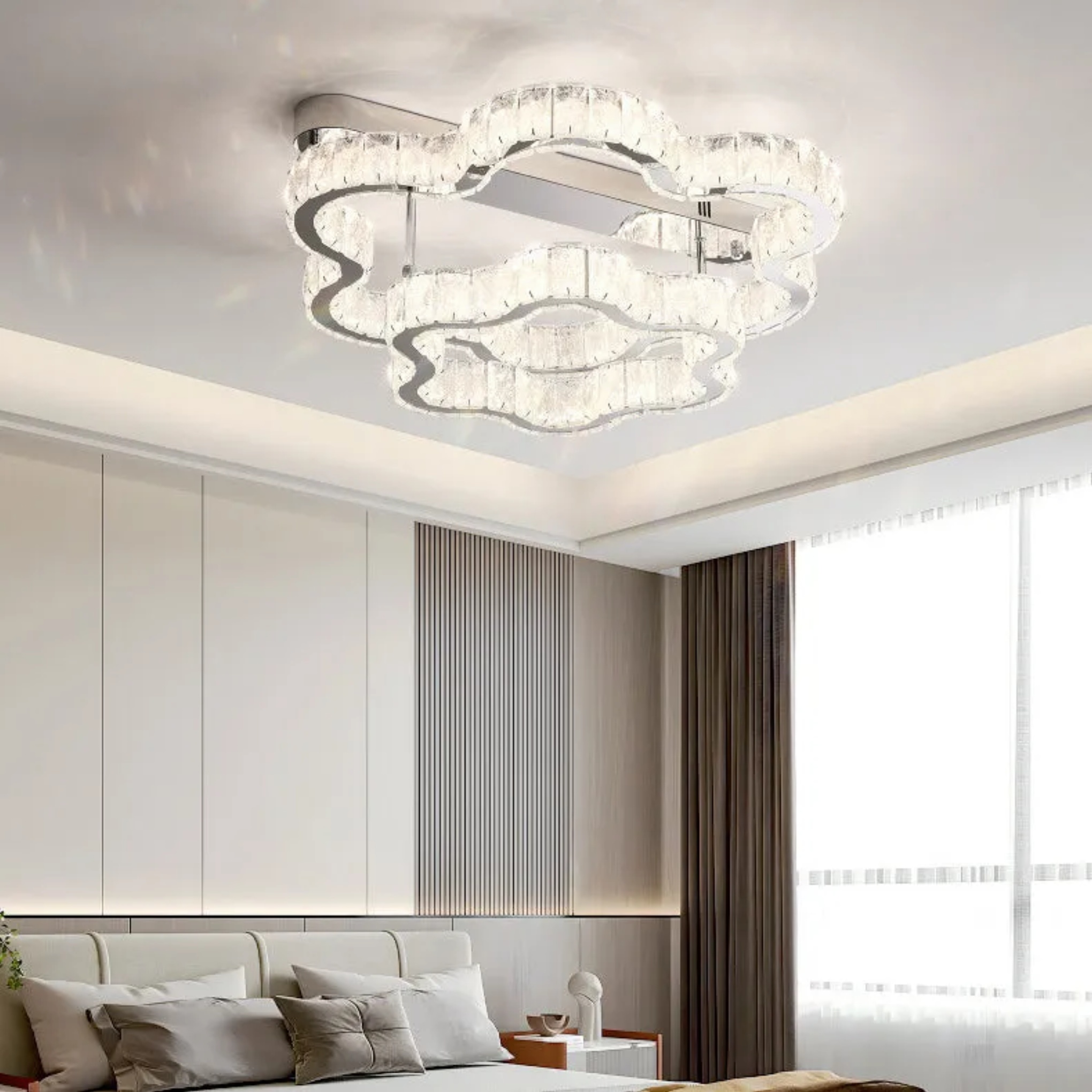 Nordic clouds double silver semi-flush mount light — 110V-120V (US/CA)
