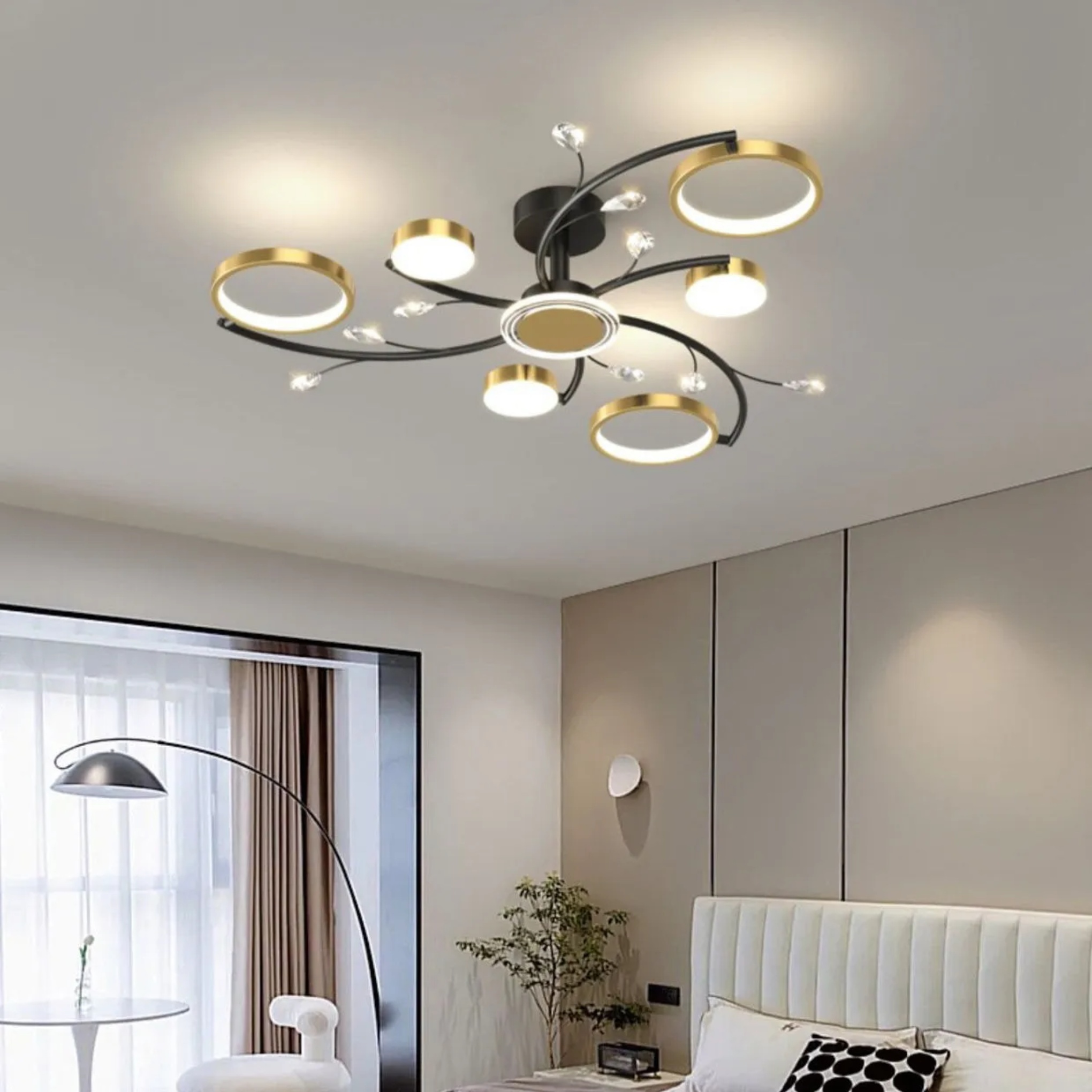 White iron round branch semi-flush mount light - nordic — 6-Light / 110V-120V (US/CA)