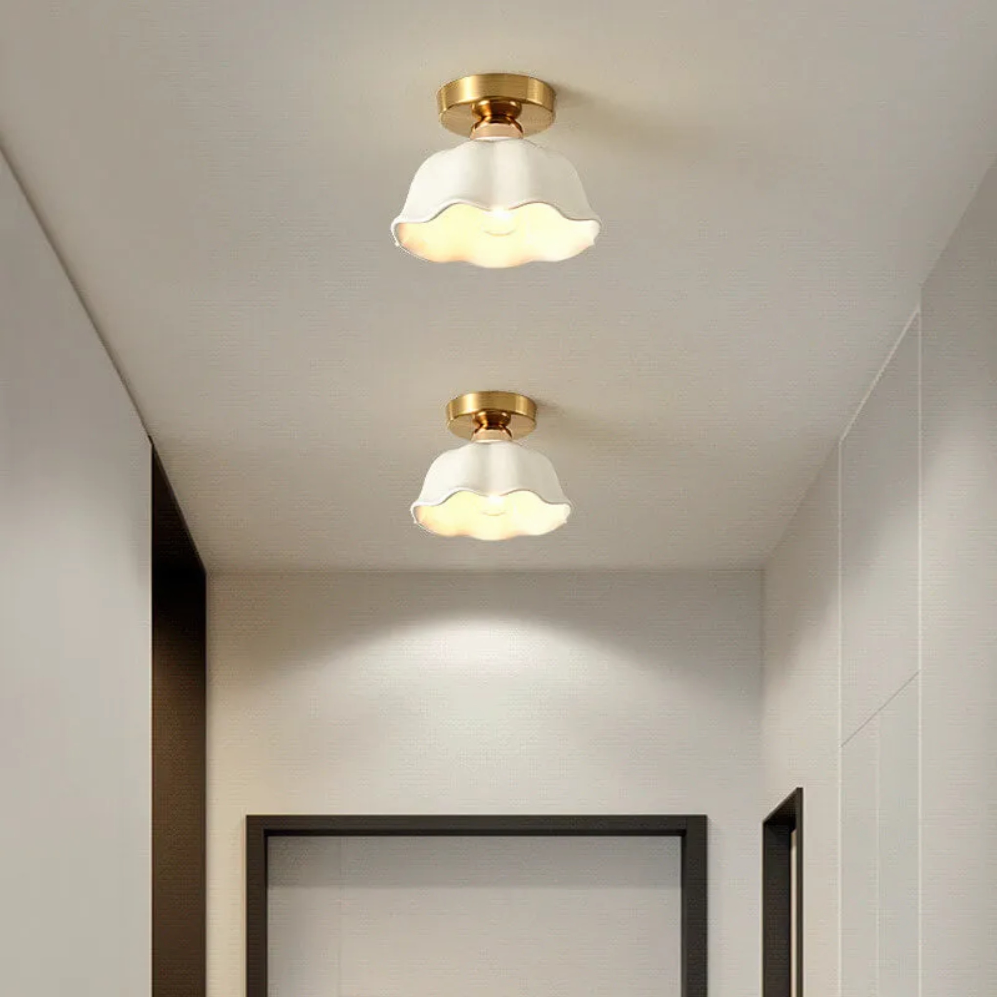 Black minimalist flower diamond semi-flush mount light — Matte Black / Warm White (3000K) / 110V-120V (US/CA)