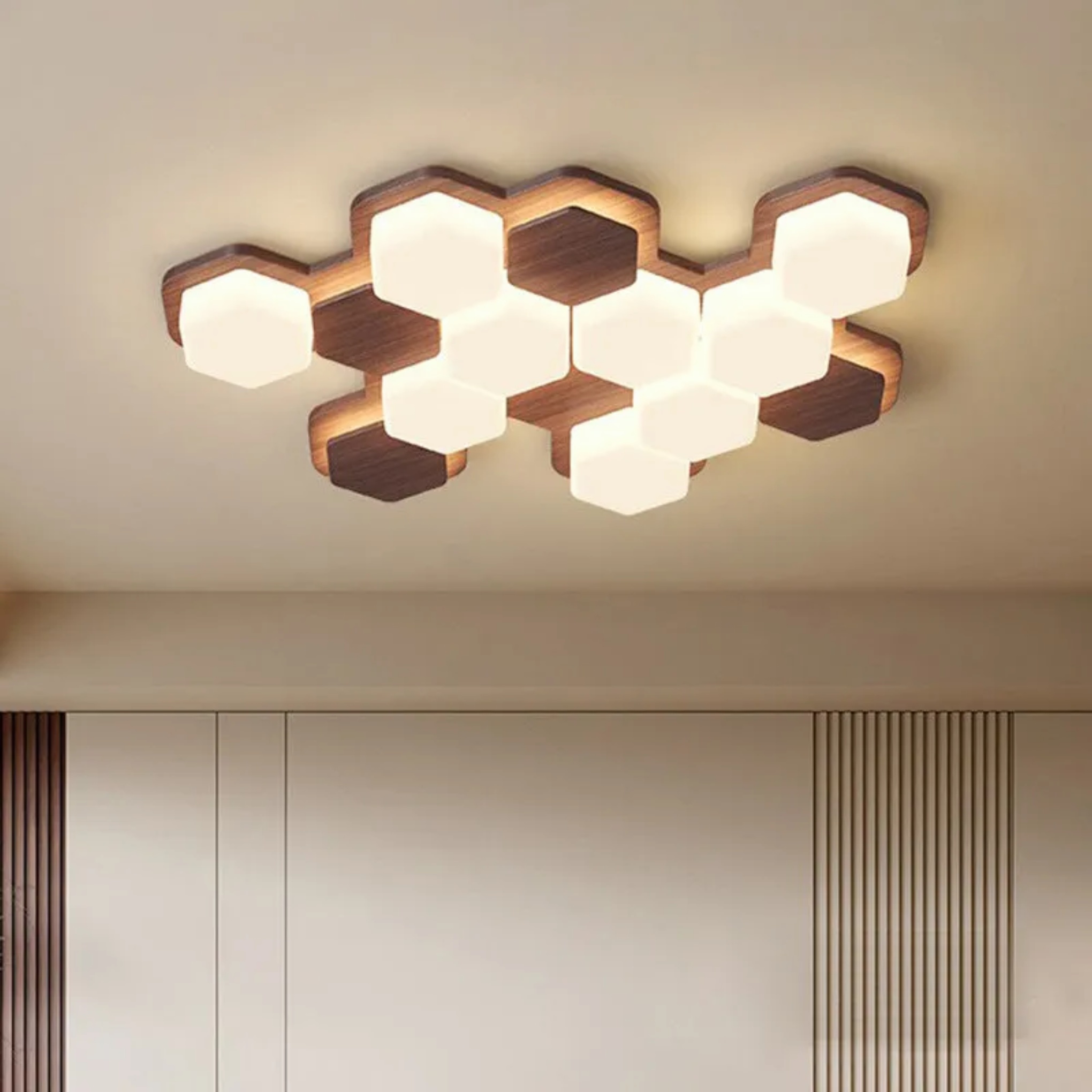 Walnut iron flush mount lighting - nordic — 110V-120V (US/CA)