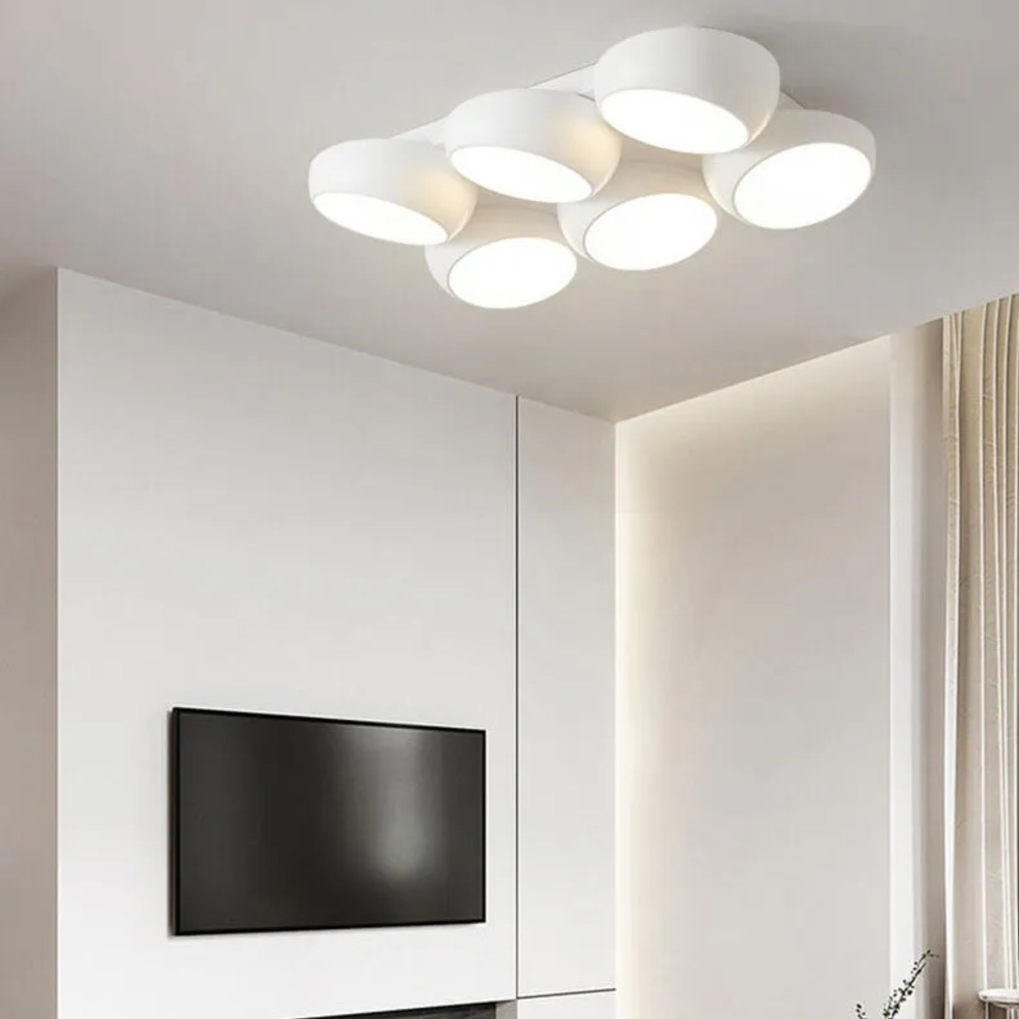 Black minimalist round semi-flush semi-flush mount light — Matte Black / 2-Light / 110V-120V (US/CA)