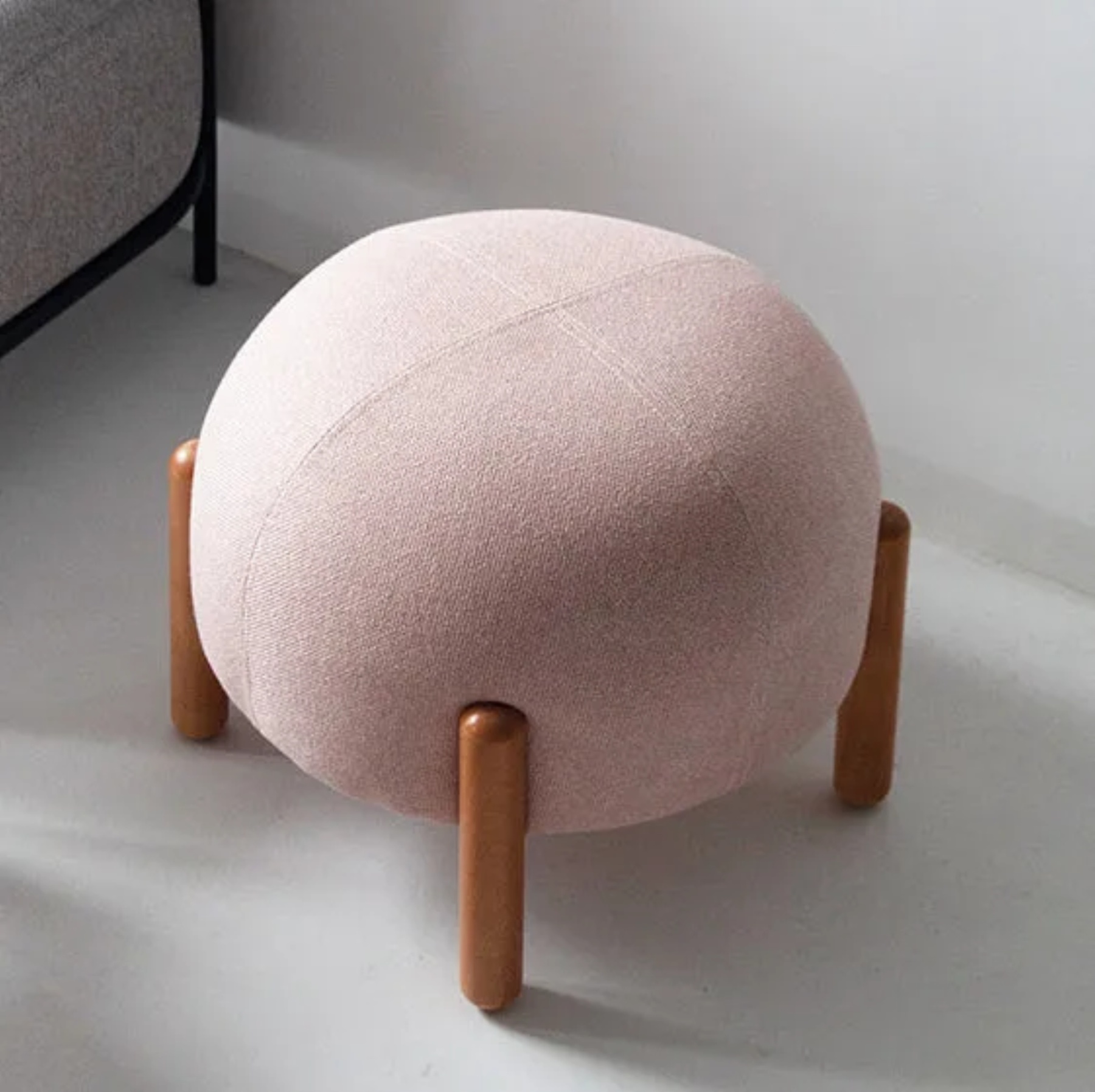 Nordic pouf ladybug gray linen low stools, Lighom — Pink
