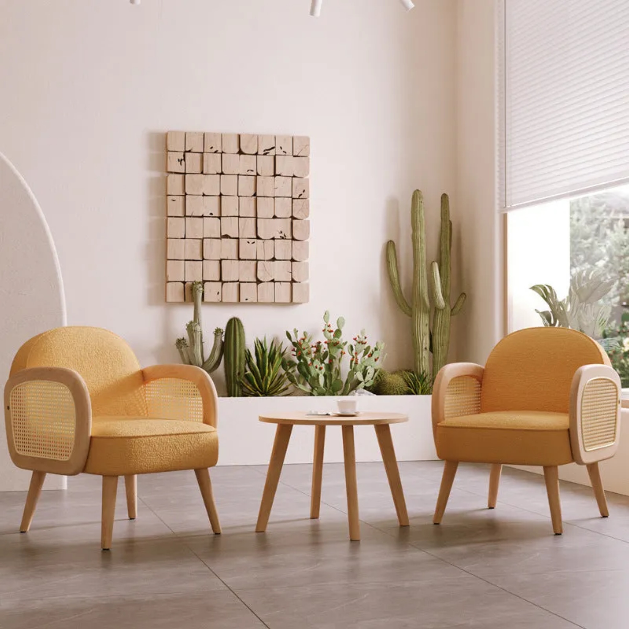 Nordic lambswool natural accent chairs, Lighom — White