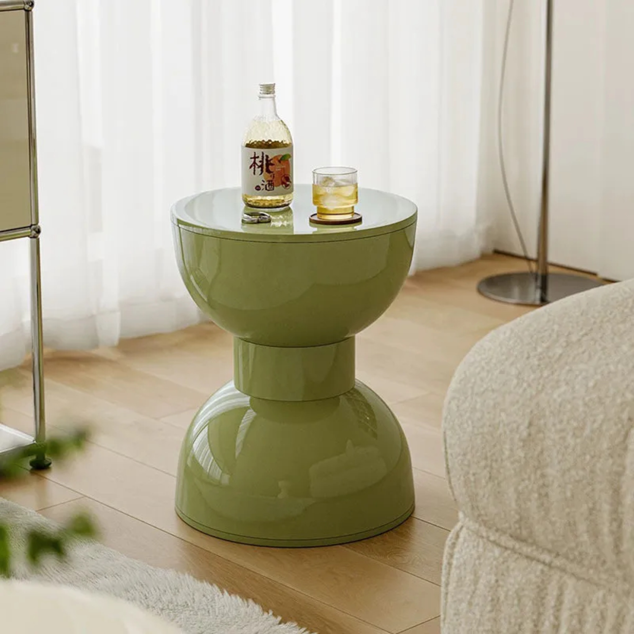 Nordic hourglass macaron white footstools