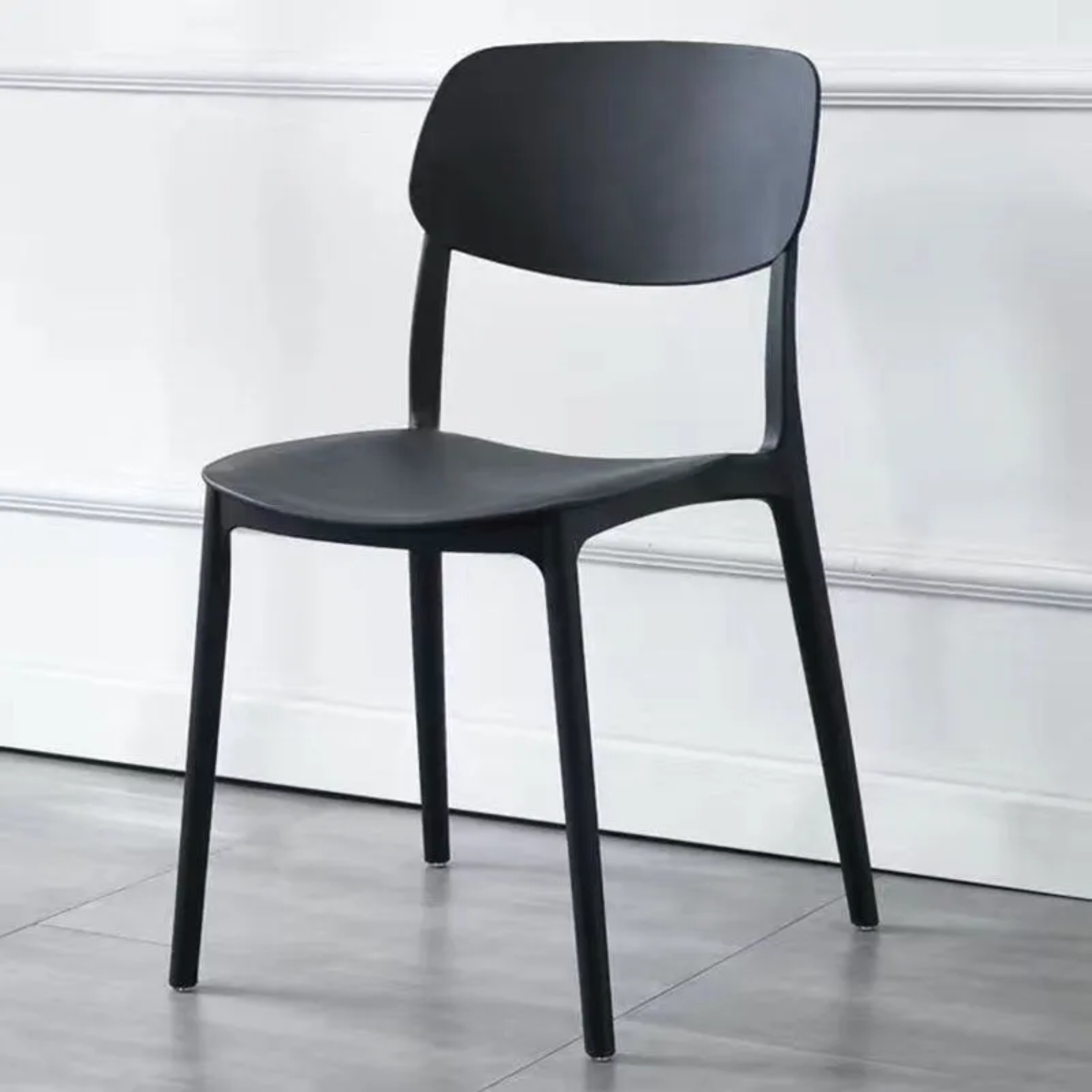 Lighom nordic macaron stackable black dining chairs & benches in glass