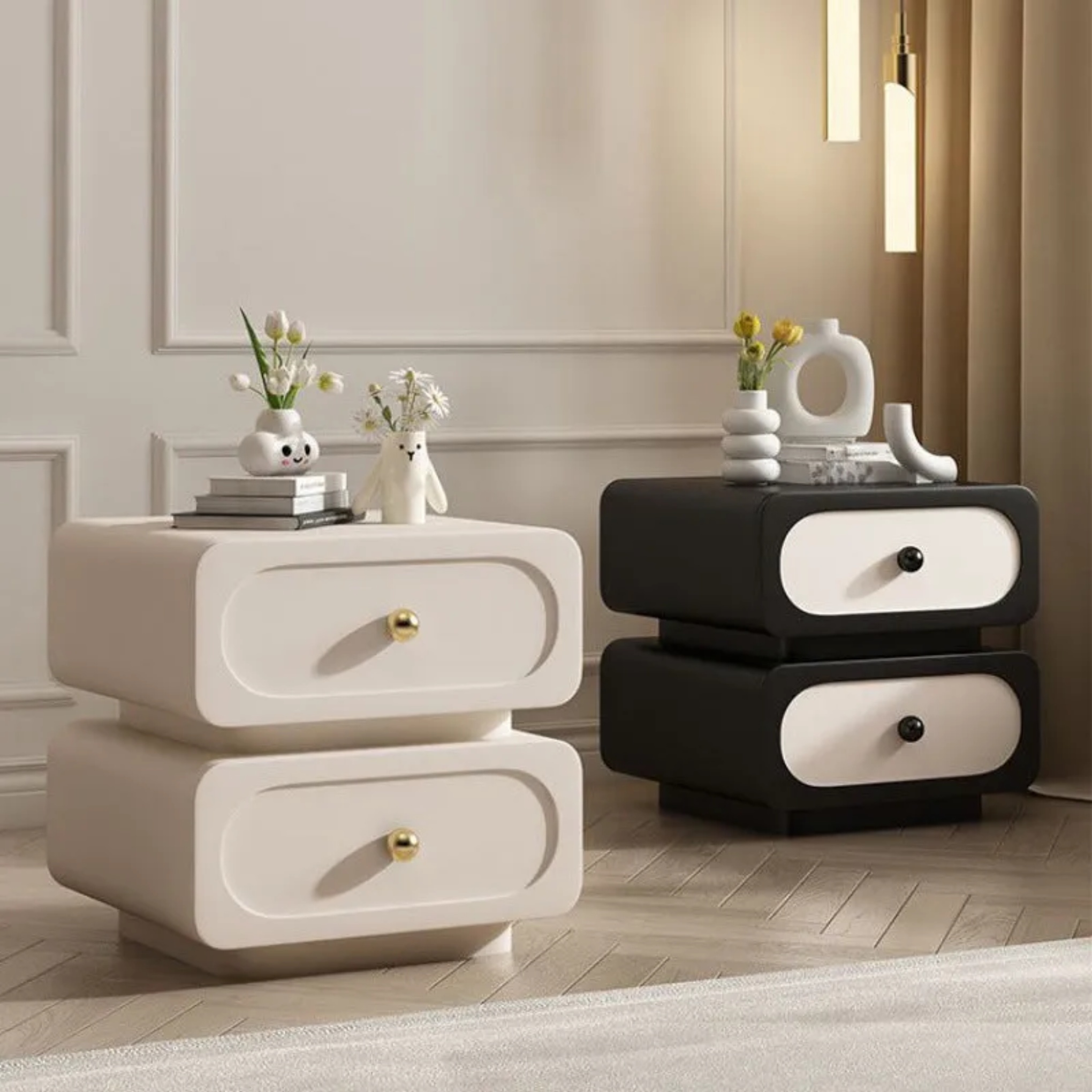 Lighom nordic microfiber white nightstands