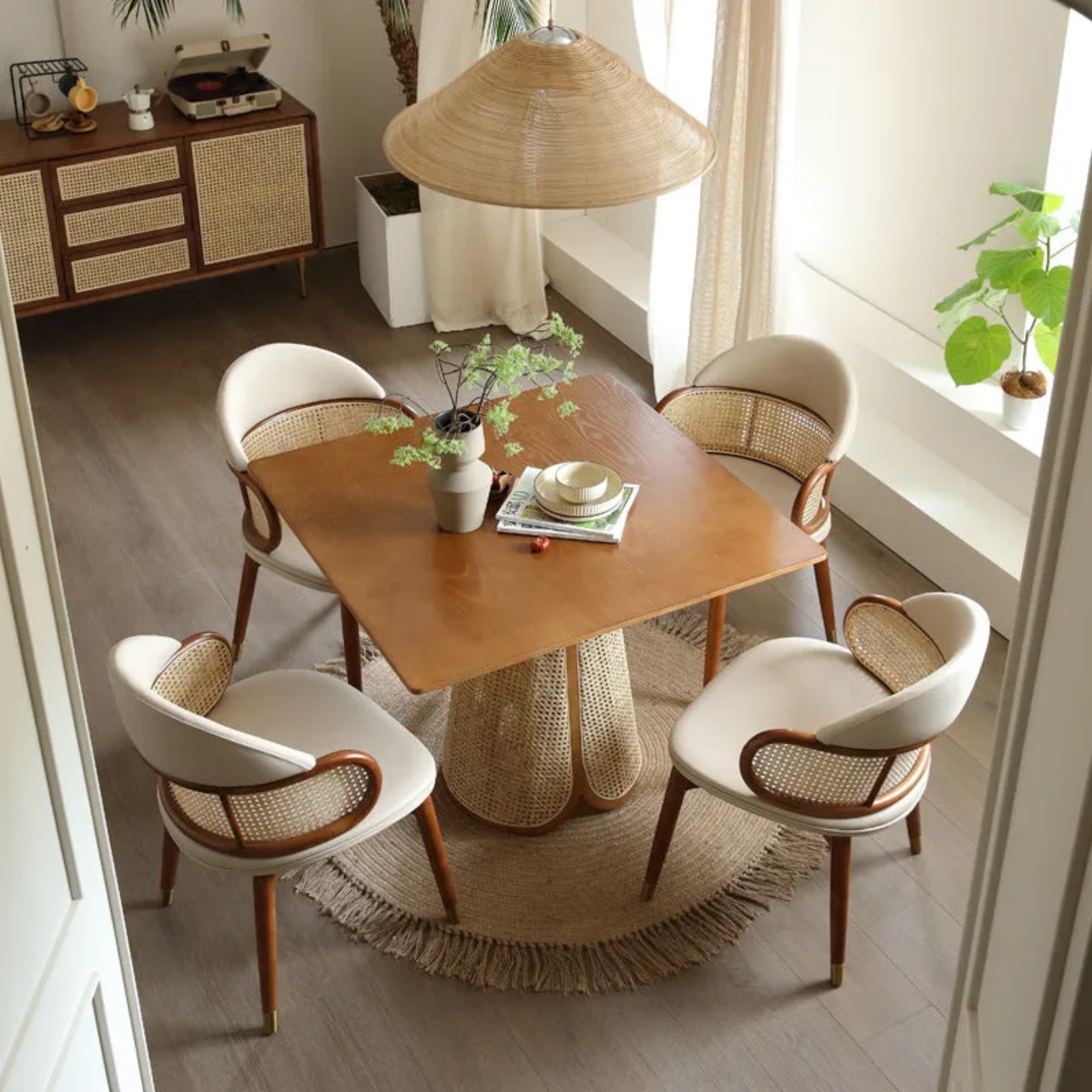 Lighom nordic ash microfiber brass dining chairs & benches in leather brass rattan