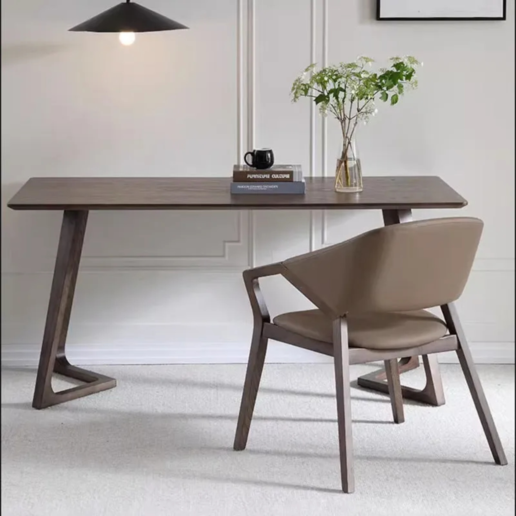Nordic curved microfiber dining chairs & benches in leather — Variant A