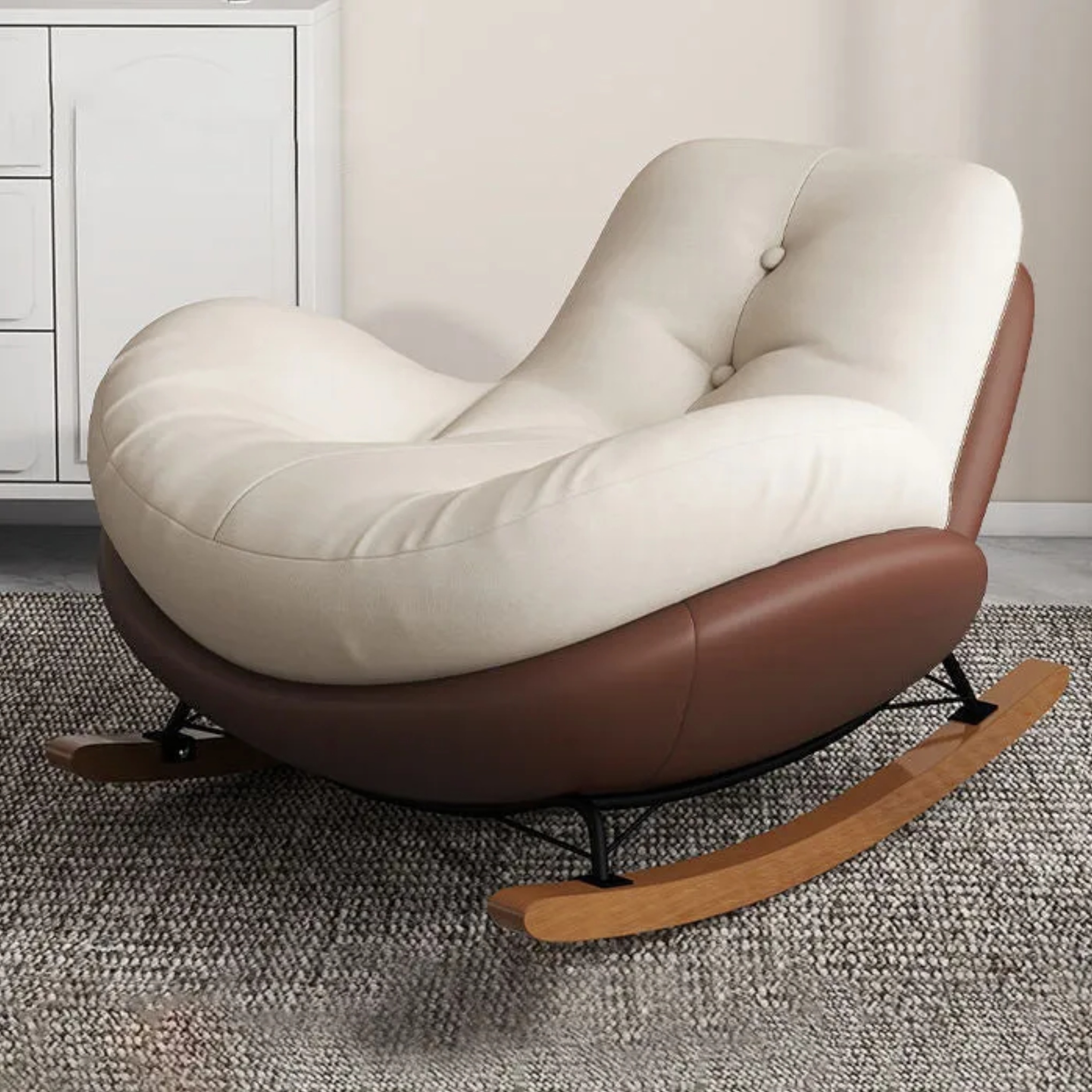 Lighom decor microsuede iron recliner for living room — Recliner Only / Orange / Natural Wood
