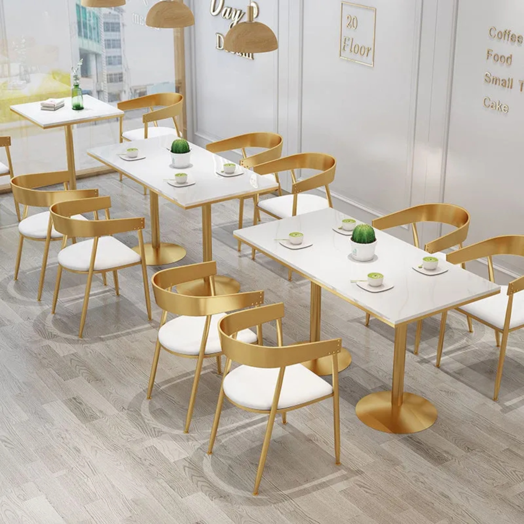Lighom nordic openwork metal dining chairs & benches — 16" L x 33" H x 20.87" W