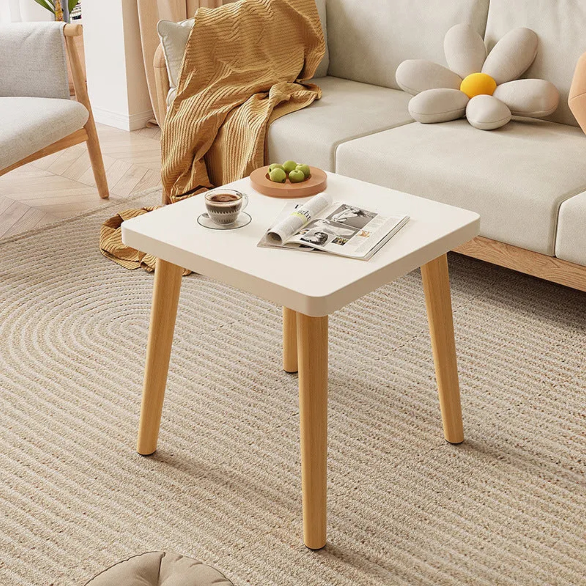 Lighom nordic board particle white coffee tables in wood